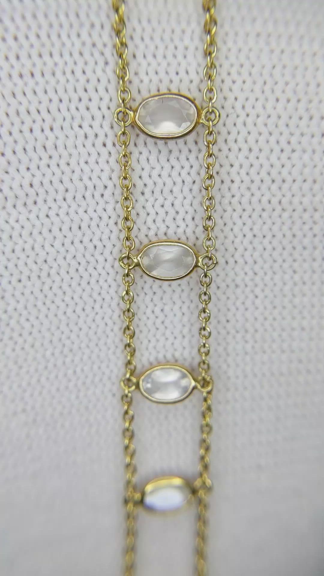 2.21&nbsp;Ct.Tw.Total Carat Weight White Moonstone Bezel Bracelet, 14K Yellow Gold Size Video