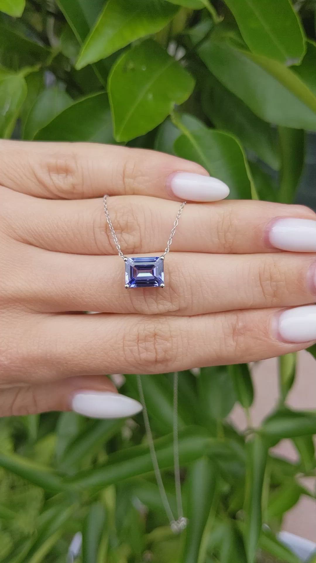 2.53 Ct. Violet Tanzanite Solitaire Necklace, 14K White Gold Size Video