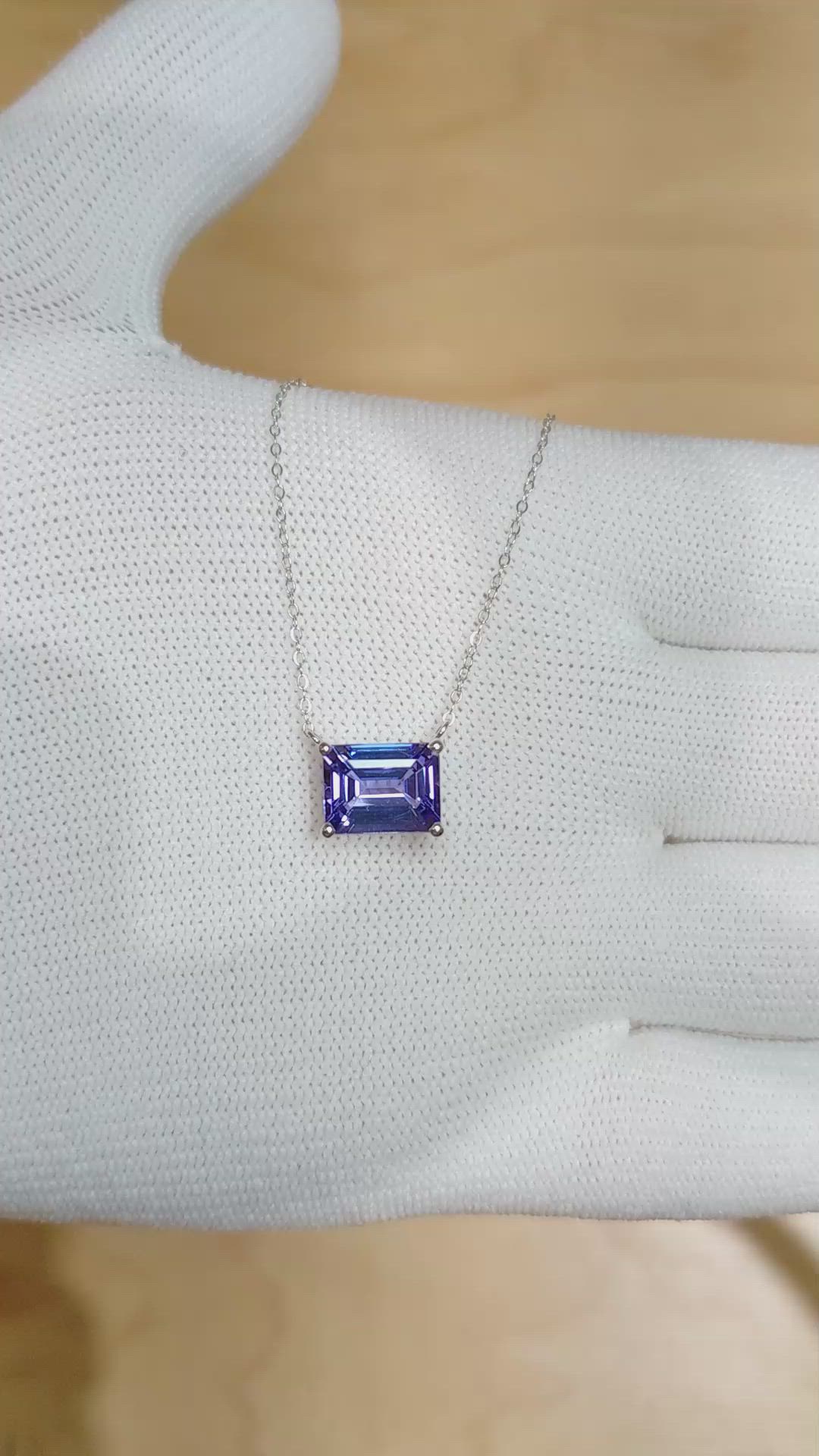 2.53 Ct. Violet Tanzanite Solitaire Necklace, 14K White Gold Size Video