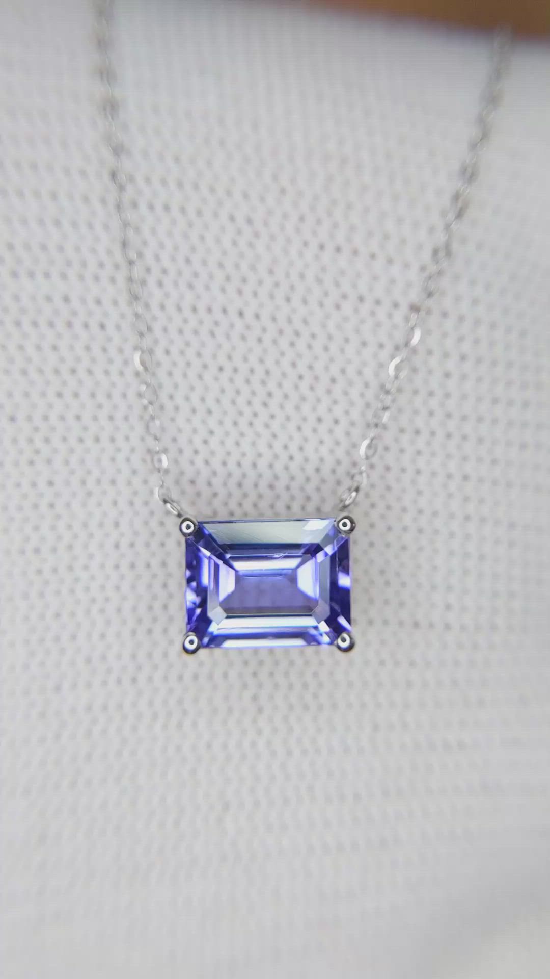 2.53 Ct. Violet Tanzanite Solitaire Necklace, 14K White Gold Size Video