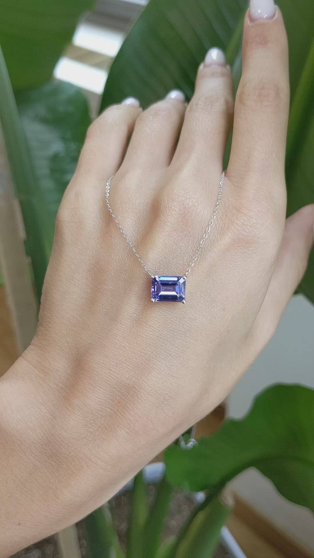 2.53 Ct. Violet Tanzanite Solitaire Necklace, 14K White Gold Size Video