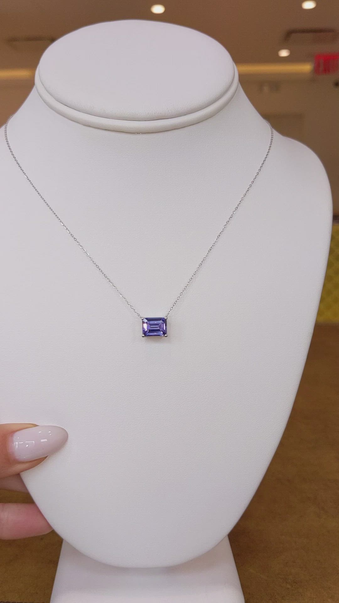 2.53 Ct. Violet Tanzanite Solitaire Necklace, 14K White Gold Size Video