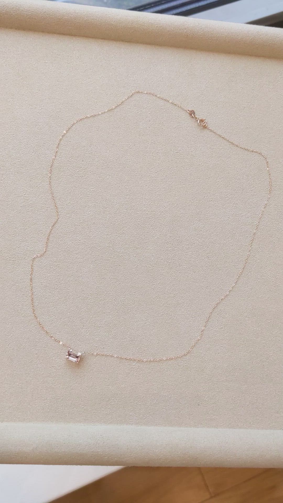0.86 Ct. Peach Morganite Accent Stones Necklace, 14K Rose Gold Size Video