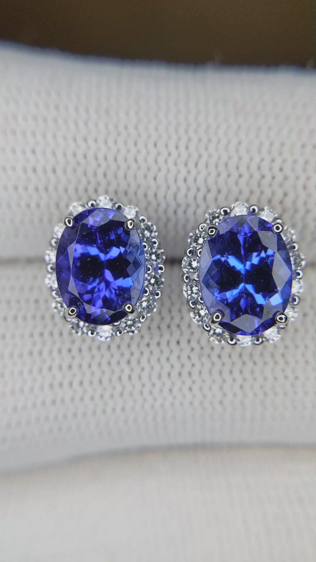 2.05 Ct.Tw.Total Carat Weight Violet Tanzanite and Natural Diamond Studs Earrings, 14K White Gold Size Video