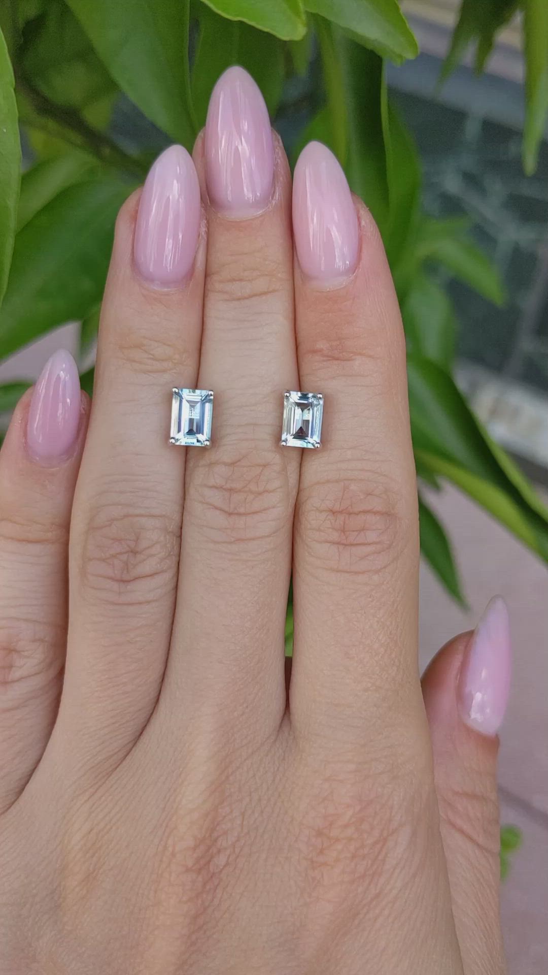 1.70&nbsp;Ct.Tw.Total Carat Weight Blue Aquamarine Studs Earrings, 14K White Gold Size Video
