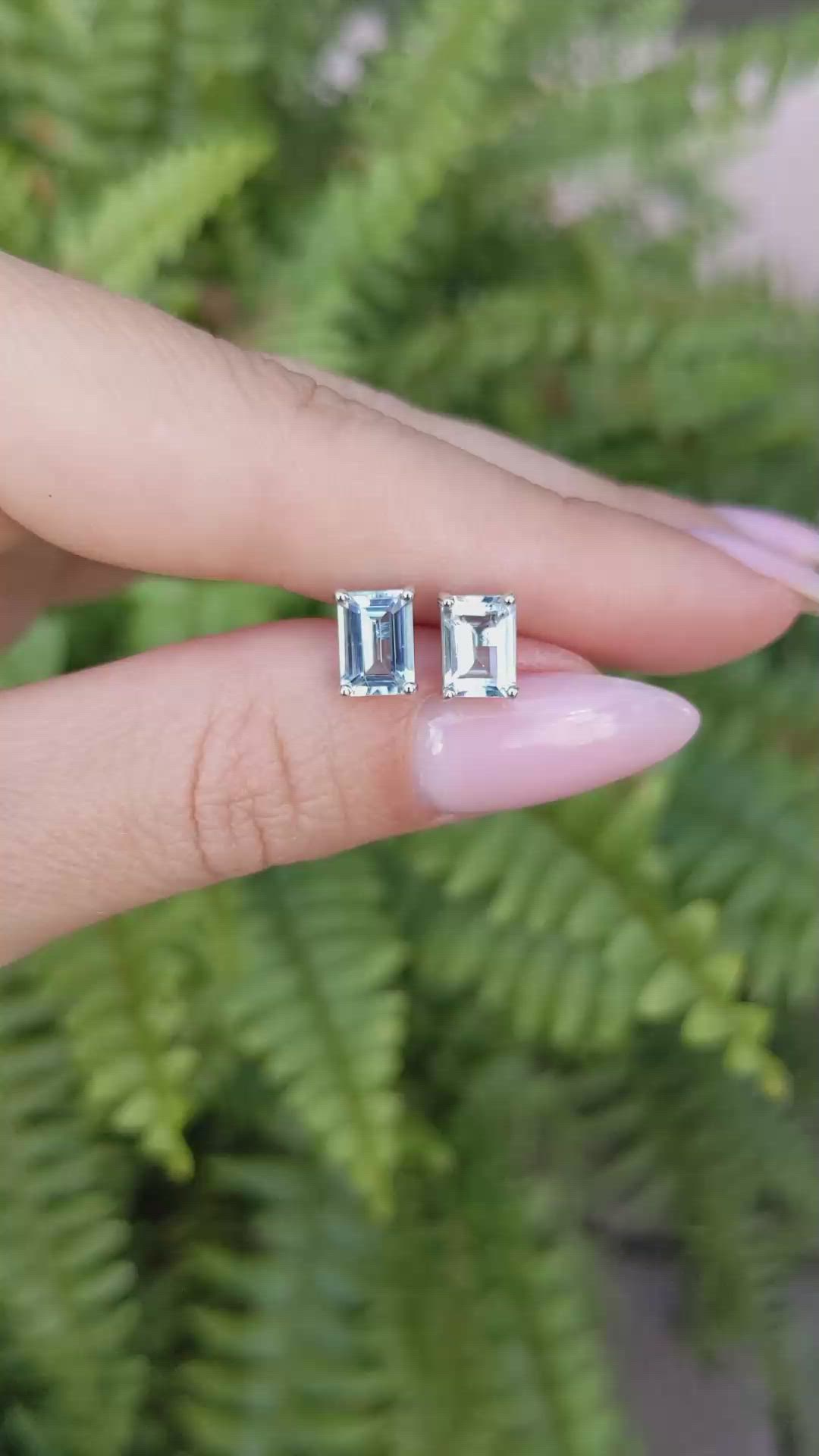 1.70&nbsp;Ct.Tw.Total Carat Weight Blue Aquamarine Studs Earrings, 14K White Gold Size Video