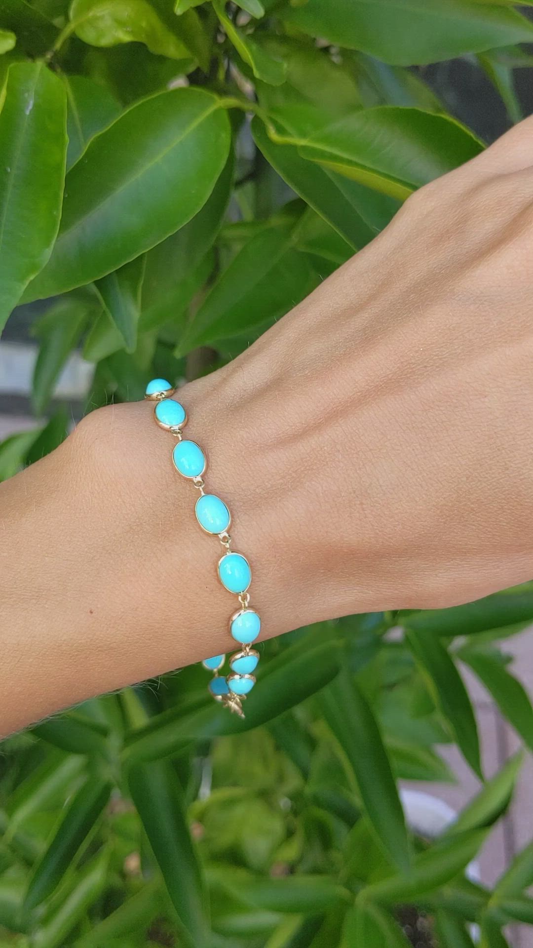 10.65 Ct.Tw.Total Carat Weight Blue Turquoise Bezel Bracelet, 18K White Gold Size Video