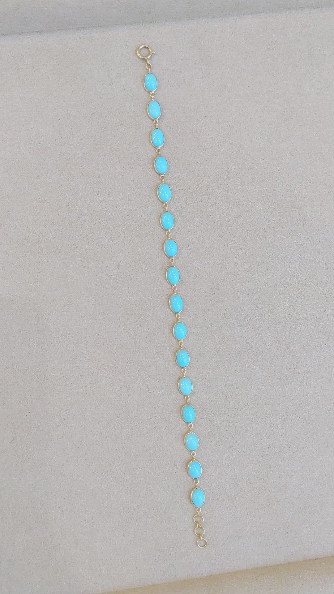 10.65 Ct.Tw.Total Carat Weight Blue Turquoise Bezel Bracelet, 18K White Gold Size Video