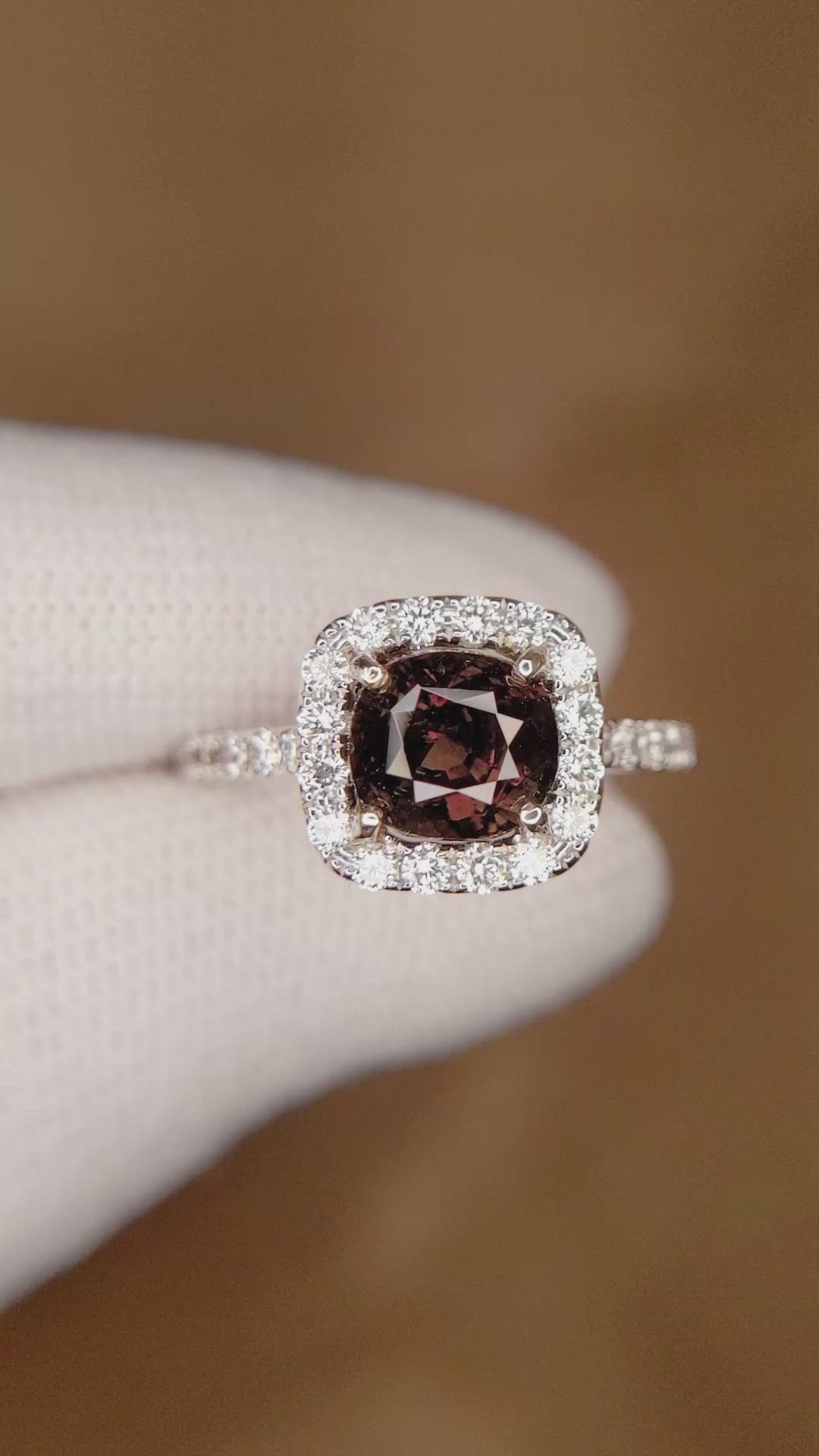 2.26 Ct. Alexandrite and Natural Diamond Pave Ring, 14K White Gold Size Video