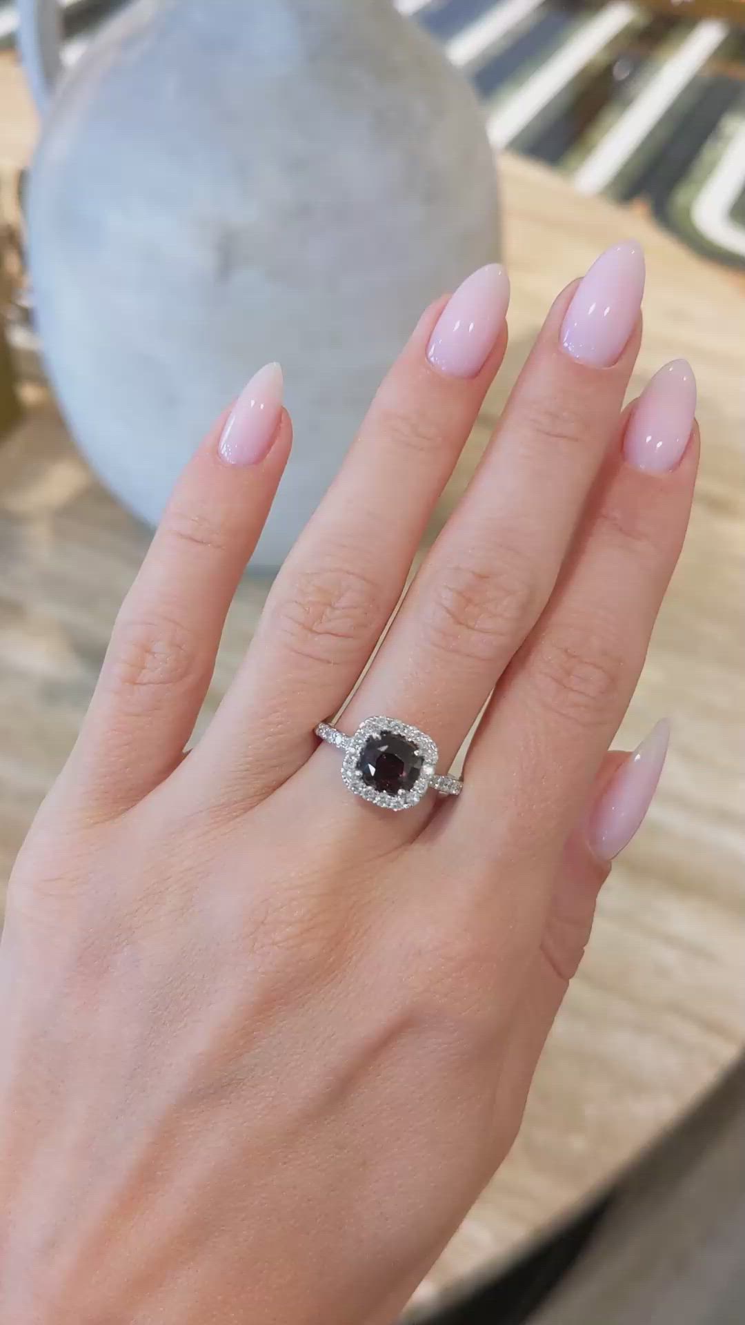 2.26 Ct. Alexandrite and Natural Diamond Pave Ring, 14K White Gold Size Video