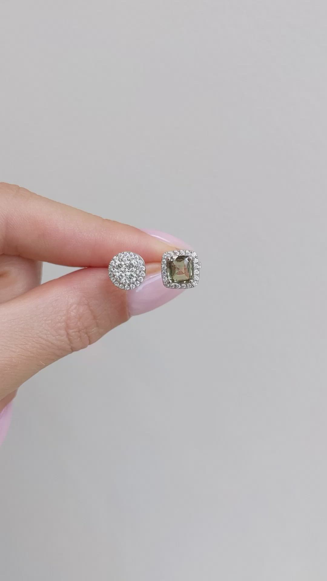 1.03 Ct. Alexandrite and Natural Diamond Pave Ring, 18K White Gold Size Video