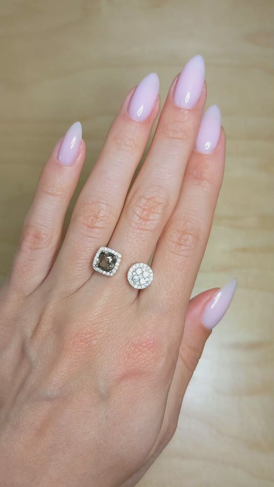 1.03 Ct. Alexandrite and Natural Diamond Pave Ring, 18K White Gold Size Video