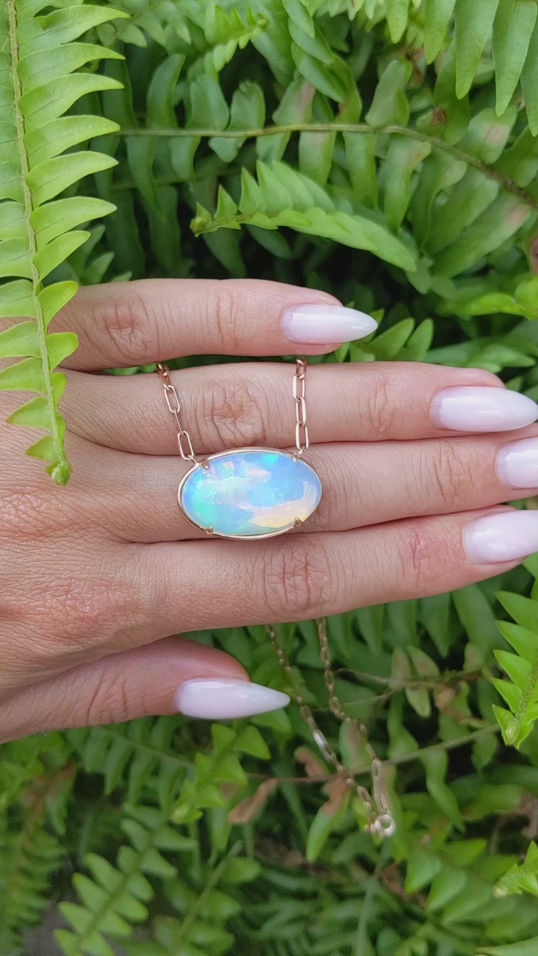 14.45 Ct. Multi Color Opal Antique Style Necklace, 14K Rose Gold Size Video