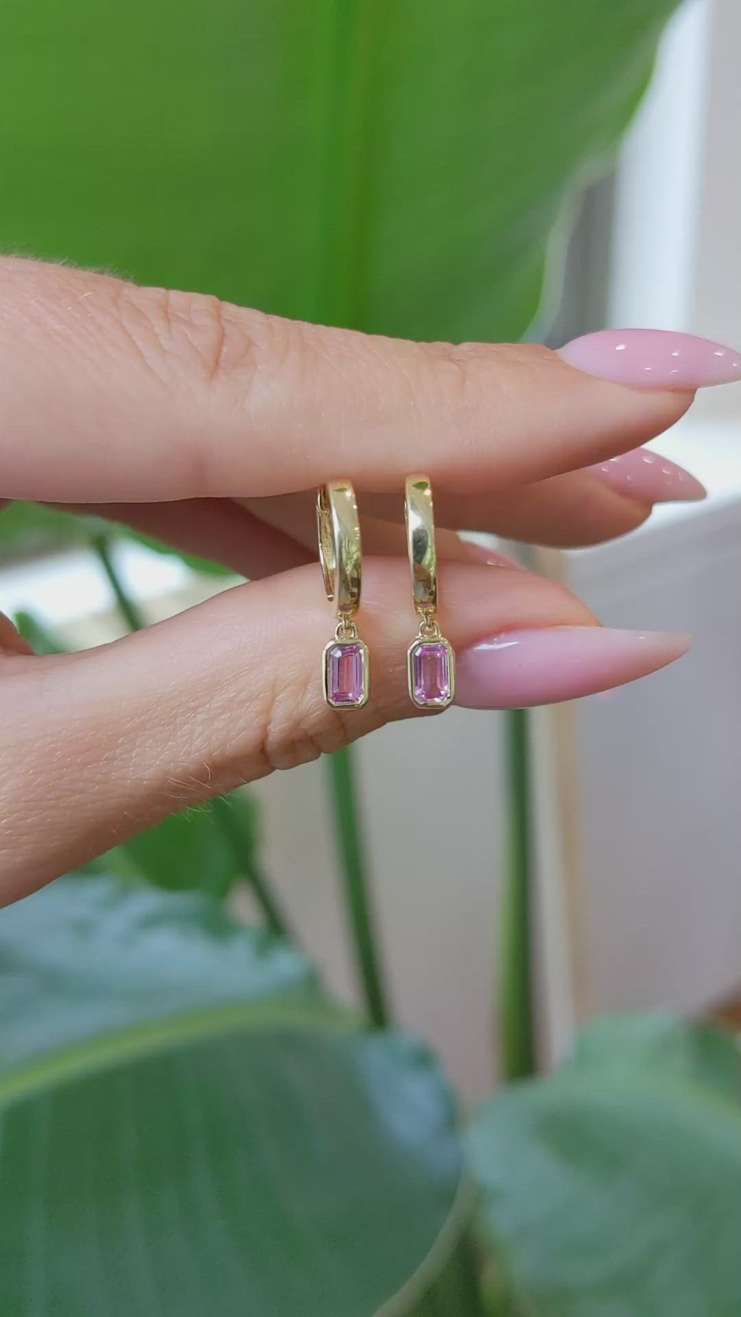 0.63&nbsp;Ct.Tw.Total Carat Weight Pink Tourmaline Bezel Earrings, 14K Yellow Gold Size Video