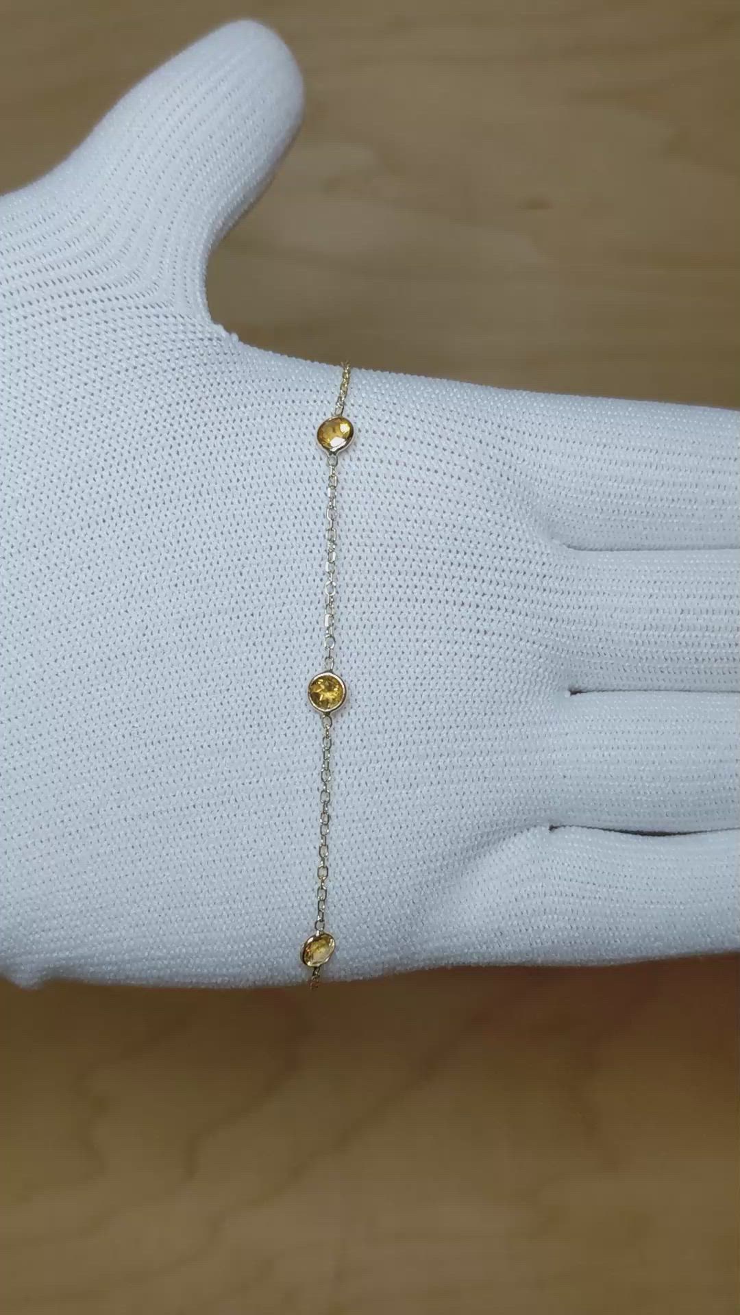 1.25&nbsp;Ct.Tw.Total Carat Weight Yellow Citrine Tennis/Line Bracelet, 14K Yellow Gold Size Video