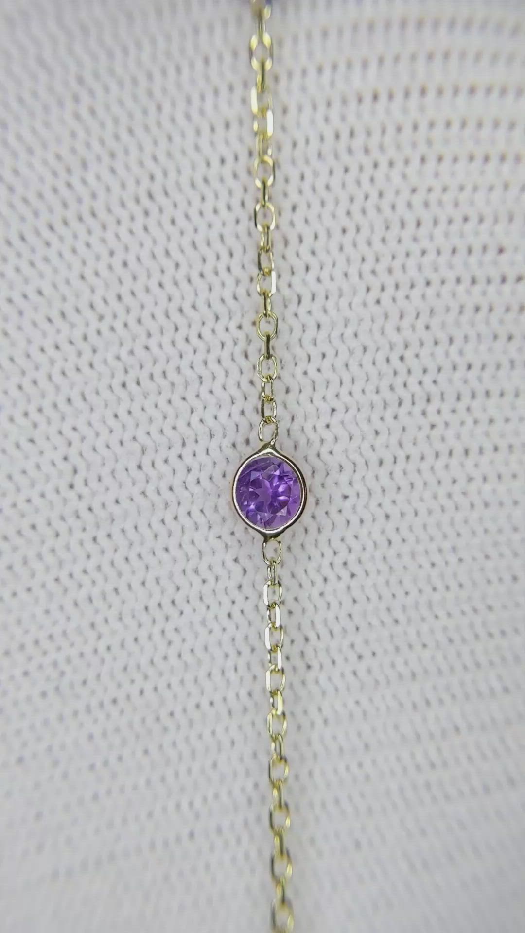 1.25 Ct.Tw.Total Carat Weight Purple Amethyst Tennis/Line Bracelet, 14K Yellow Gold Size Video