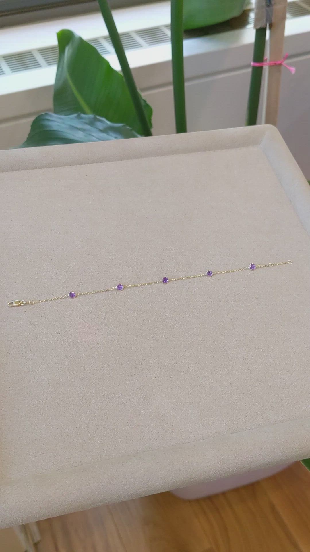 1.25 Ct.Tw.Total Carat Weight Purple Amethyst Tennis/Line Bracelet, 14K Yellow Gold Size Video