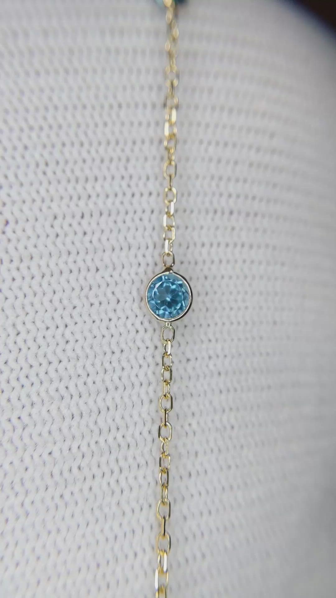 1.50&nbsp;Ct.Tw.Total Carat Weight Blue Topaz Tennis/Line Bracelet, 14K Yellow Gold Size Video