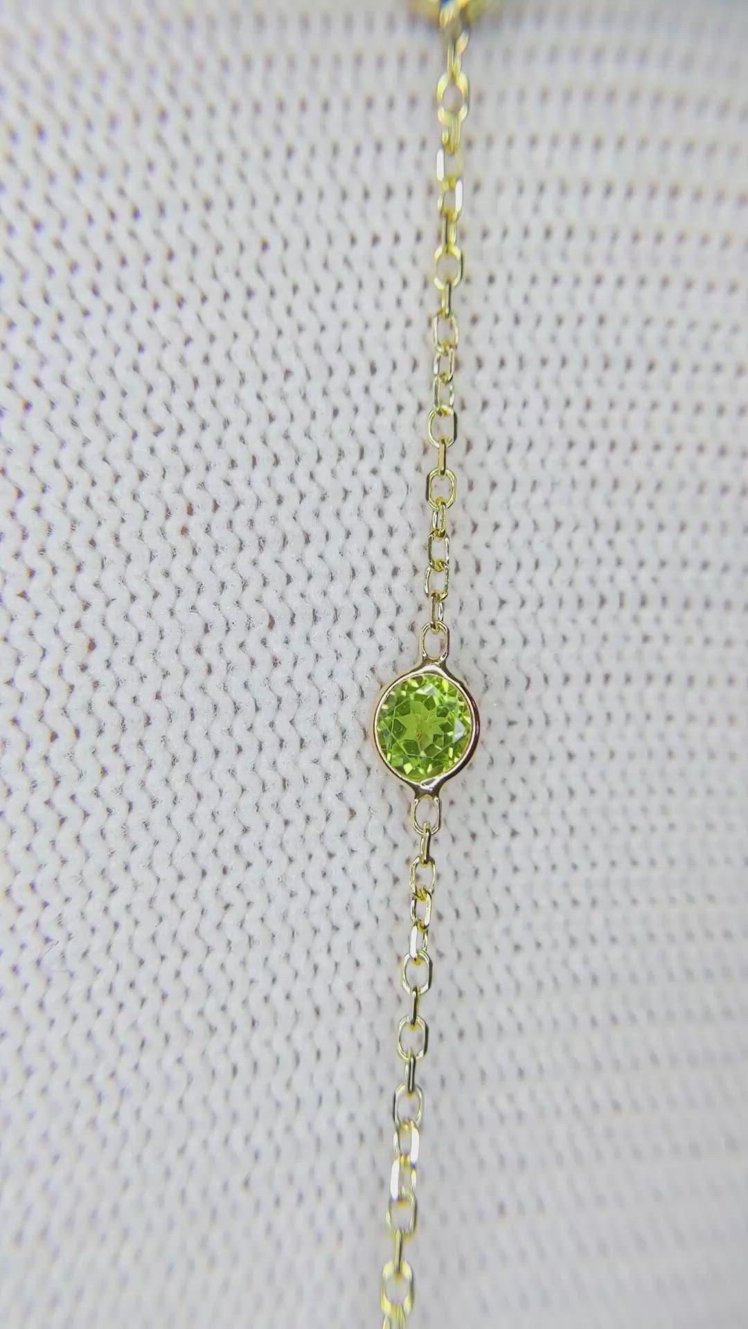 1.50 Ct.Tw.Total Carat Weight Green (Lime Green) Peridot Tennis/Line Bracelet, 14K Yellow Gold Size Video
