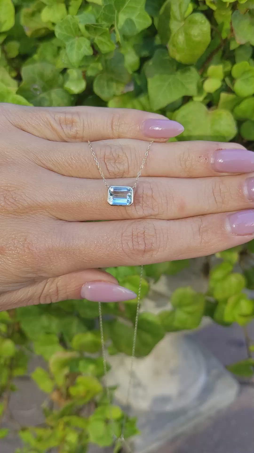 1.43 Ct. Blue Aquamarine Bezel Necklace, 14K Yellow Gold Size Video