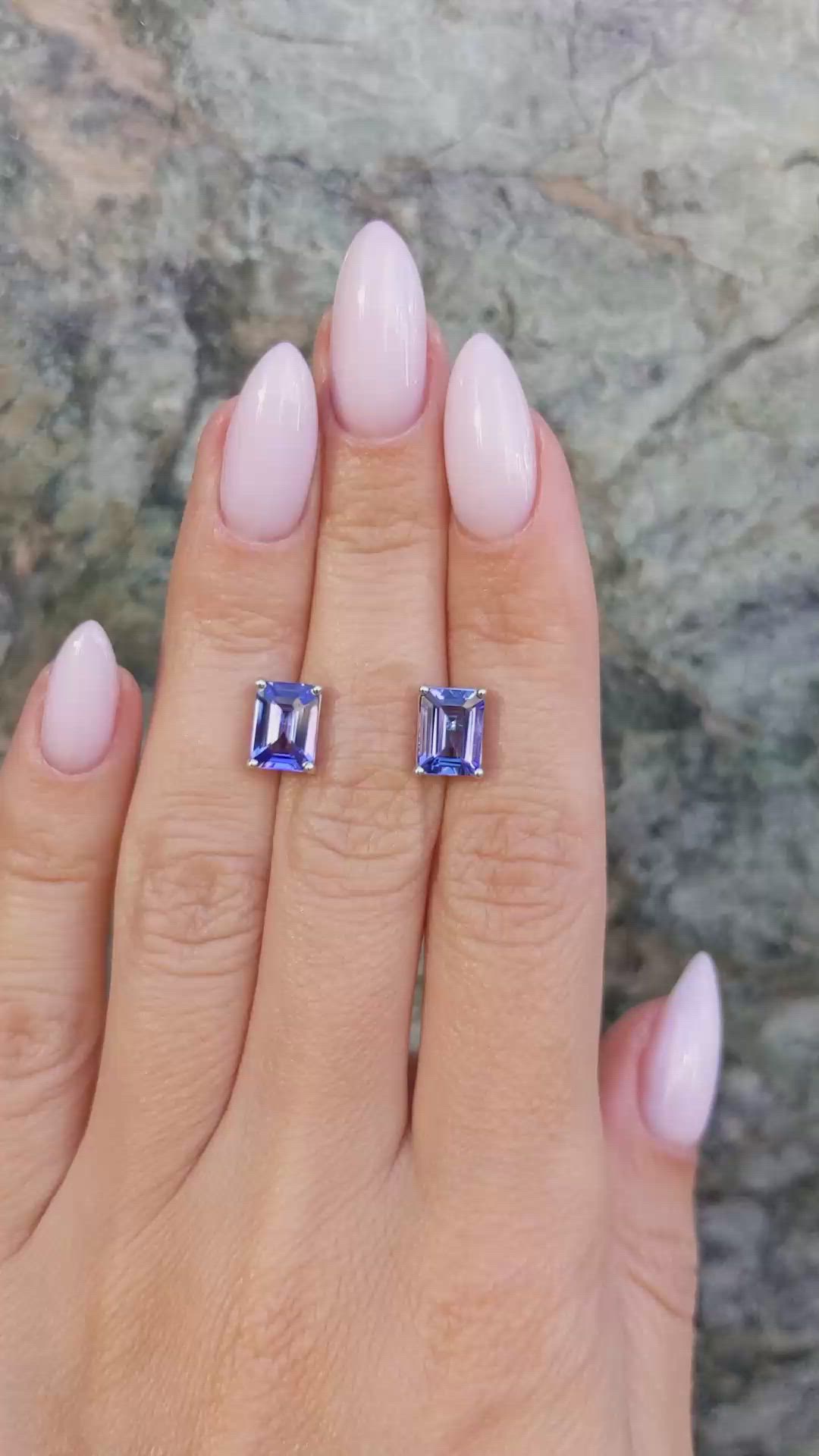 2.60 Ct.Tw.Total Carat Weight Violet Tanzanite Studs Earrings, 14K White Gold Size Video
