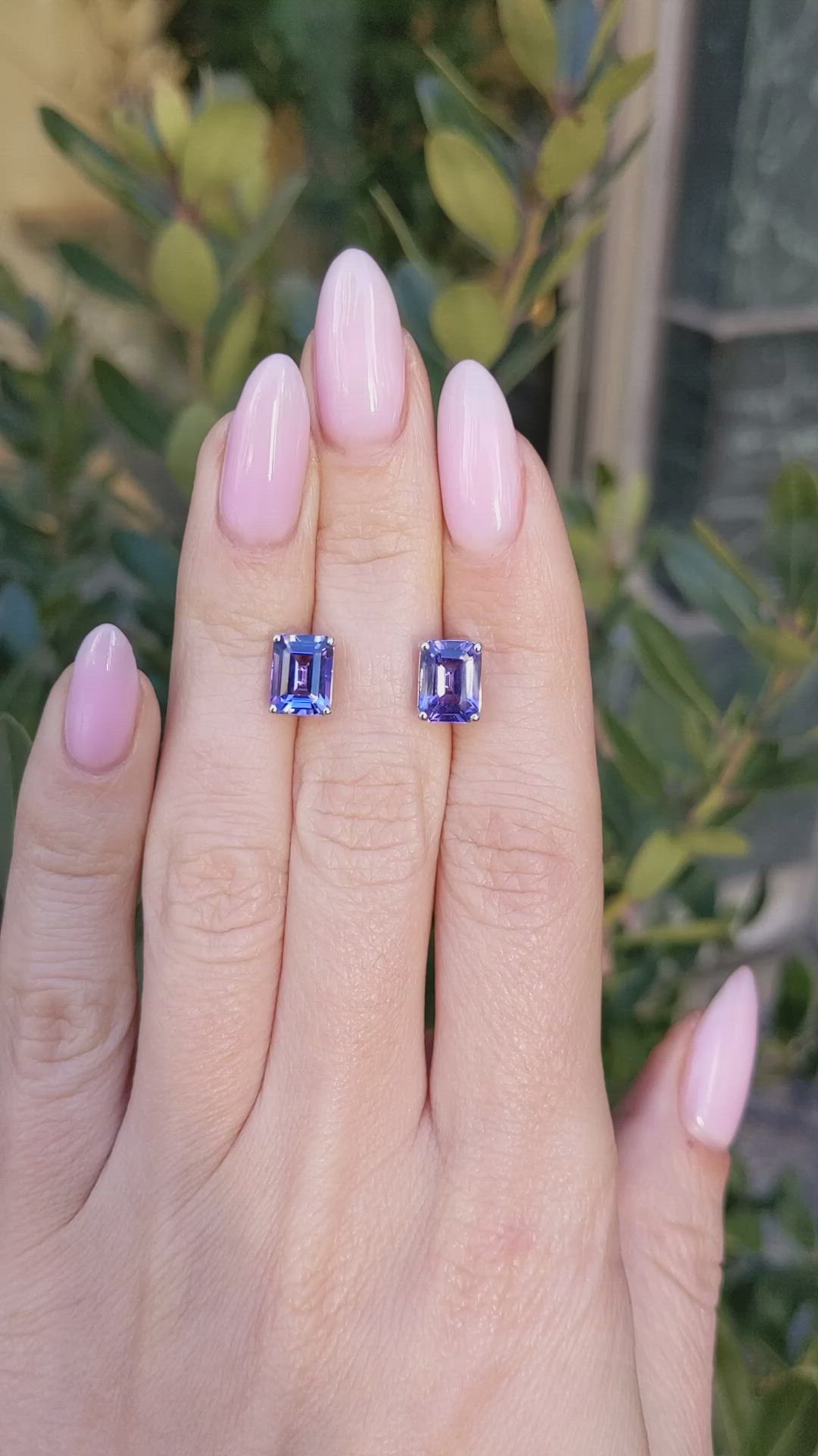 2.60 Ct.Tw.Total Carat Weight Violet Tanzanite Studs Earrings, 14K White Gold Size Video