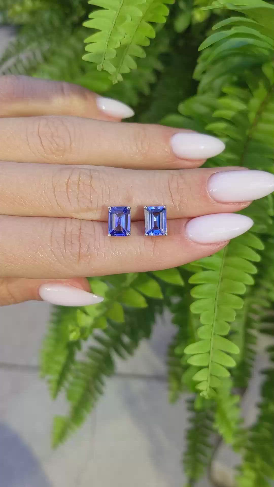 2.60 Ct.Tw.Total Carat Weight Violet Tanzanite Studs Earrings, 14K White Gold Size Video