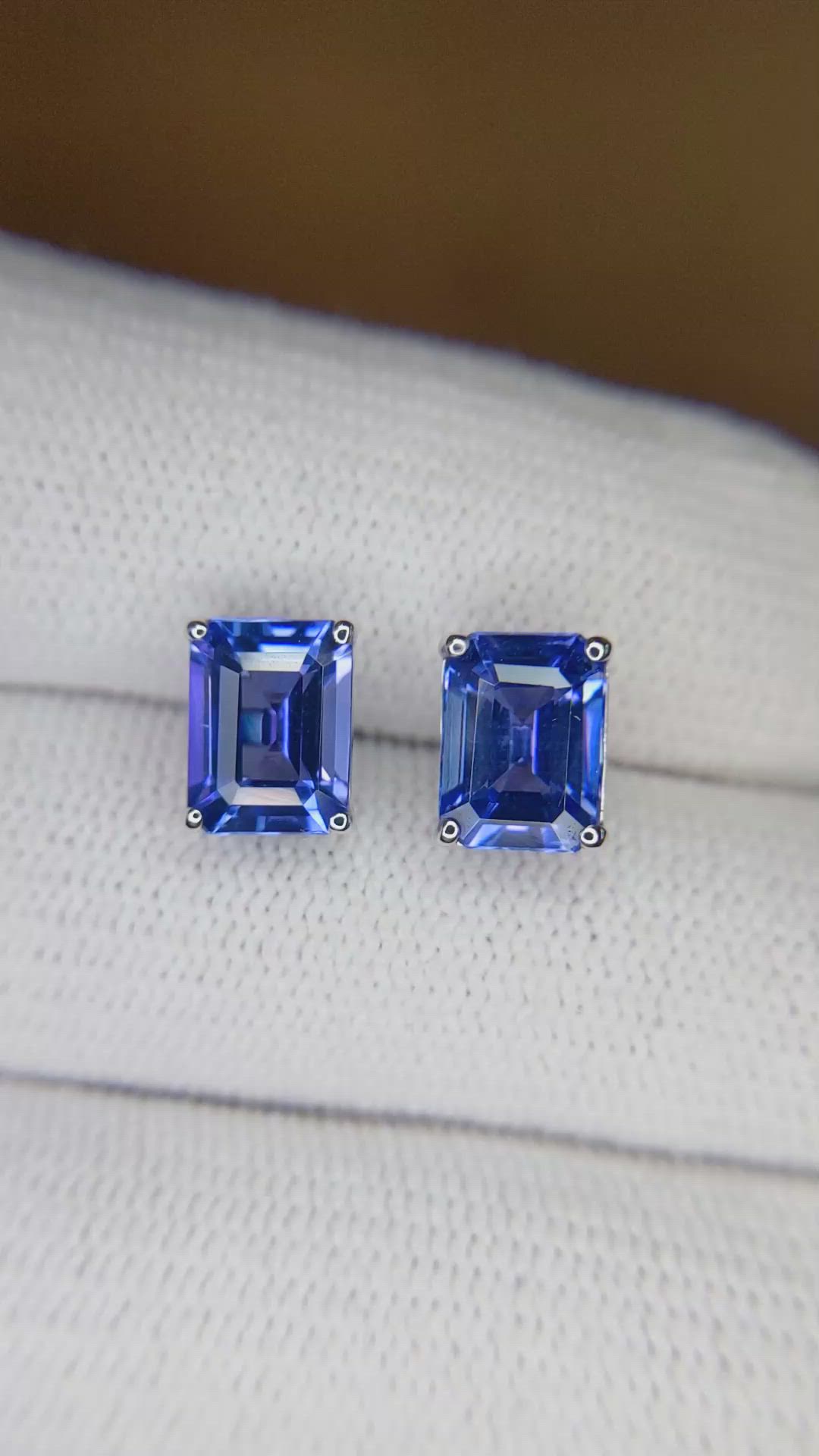 2.60 Ct.Tw.Total Carat Weight Violet Tanzanite Studs Earrings, 14K White Gold Size Video