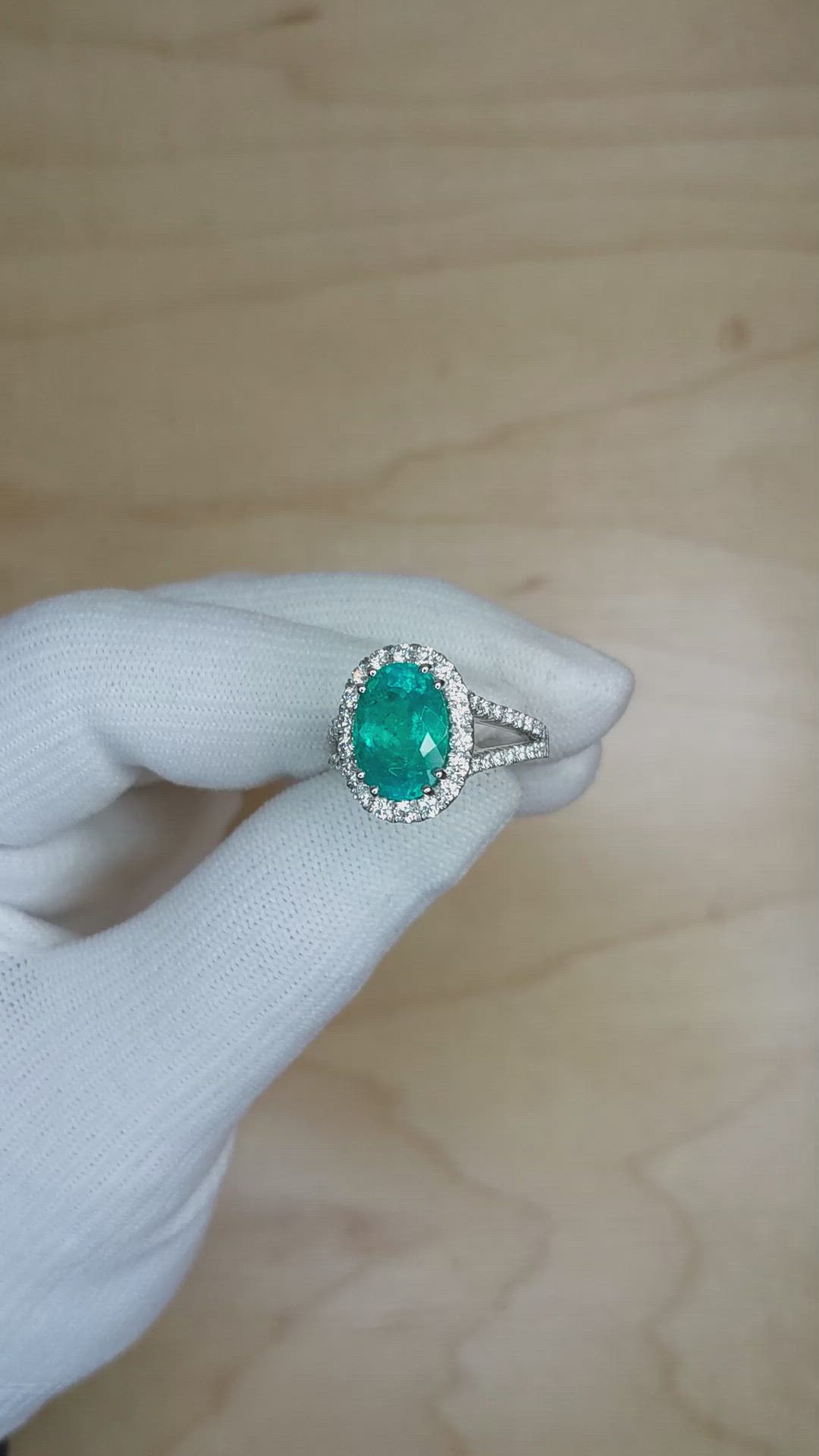 4.09 Ct. Blue Paraiba Tourmaline and Natural Diamond Pave Ring, 18K White Gold Size Video
