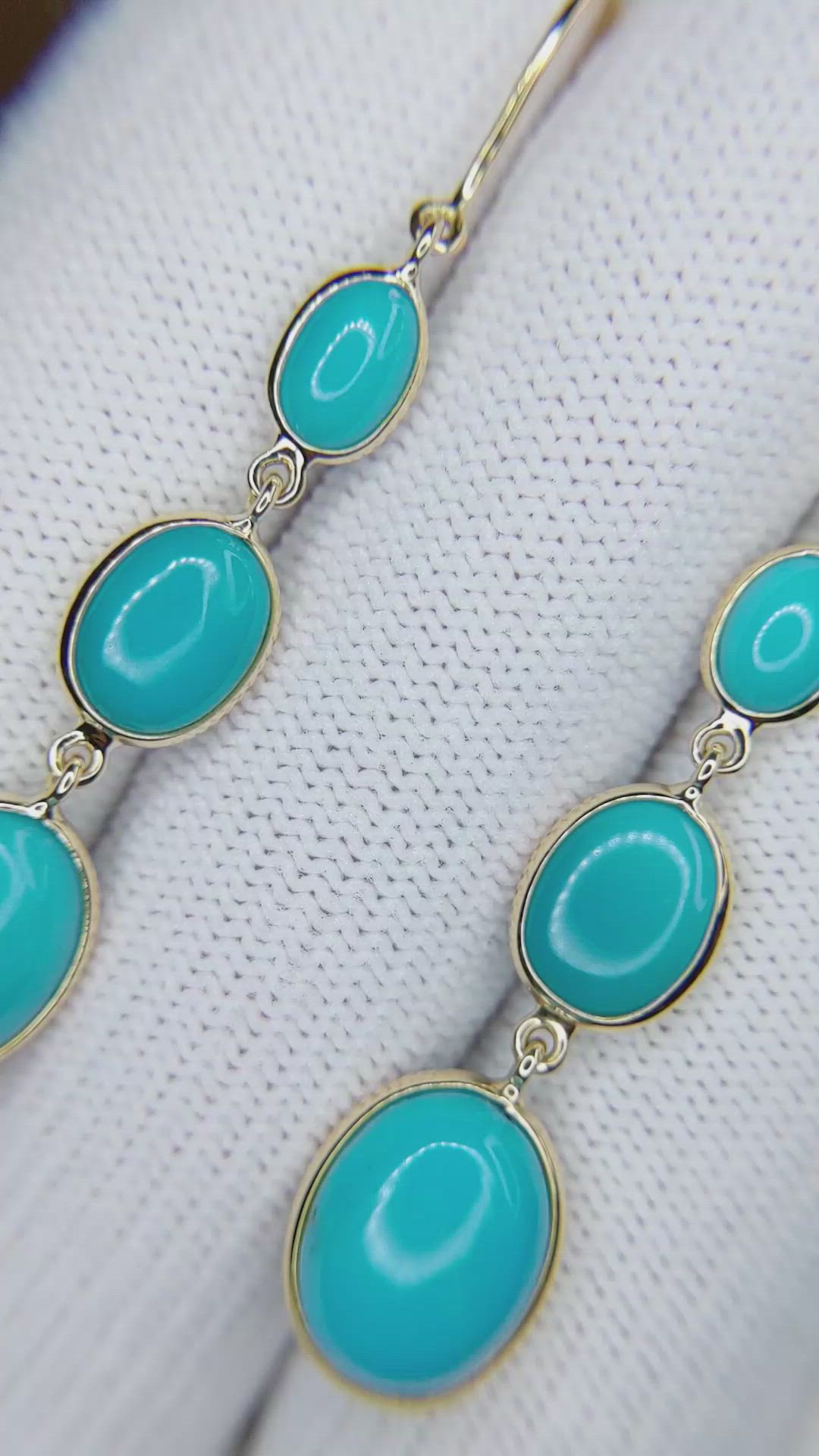2.30 Ct.Tw.Total Carat Weight Blue Turquoise and Turquoise Turquoise Bezel Earrings, 14K Yellow Gold Size Video