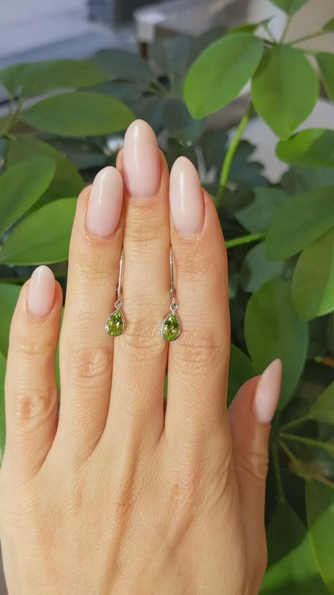1.48&nbsp;Ct.Tw.Total Carat Weight Green Peridot Bezel Earrings, 14K White Gold Size Video