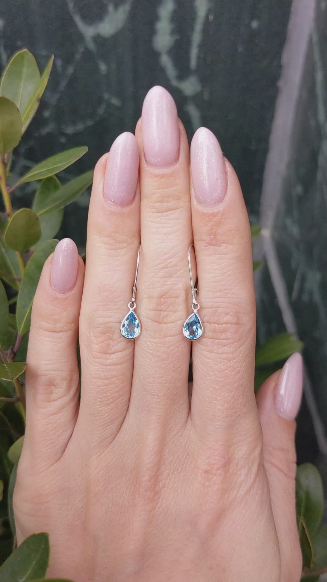 1.50 Ct.Tw.Total Carat Weight Sky Blue Topaz Bezel Earrings, 14K White Gold Size Video