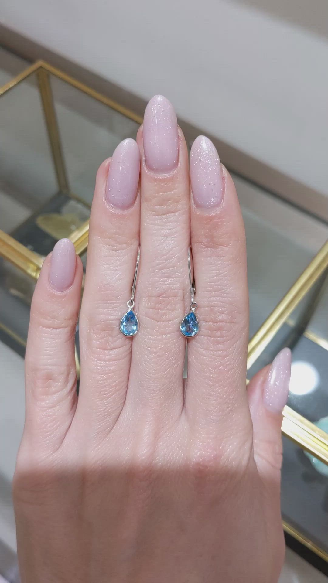 1.50 Ct.Tw.Total Carat Weight Sky Blue Topaz Bezel Earrings, 14K White Gold Size Video