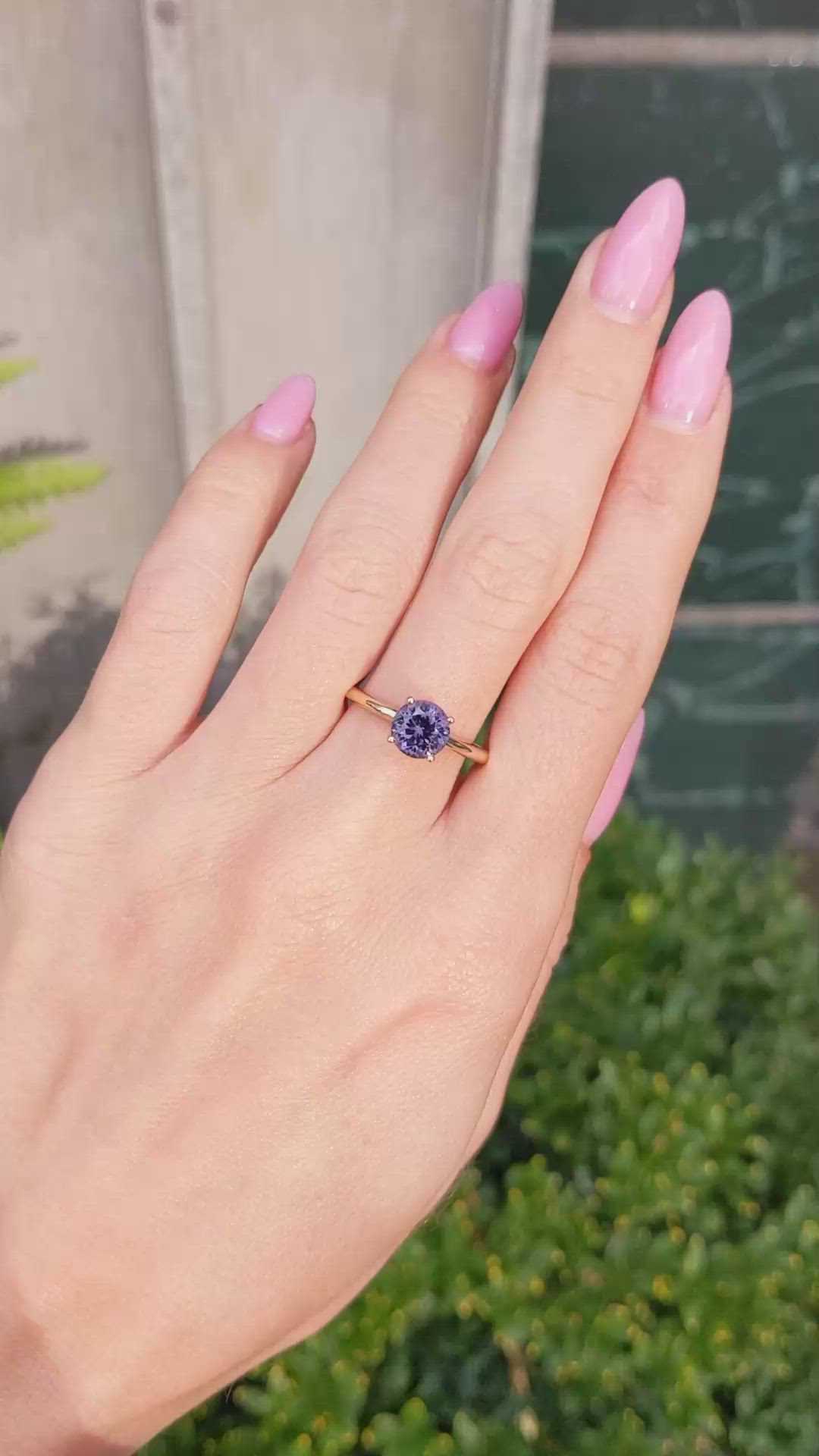 1.59 Ct. Purple Spinel Pave Ring, 14K Yellow Gold Size Video