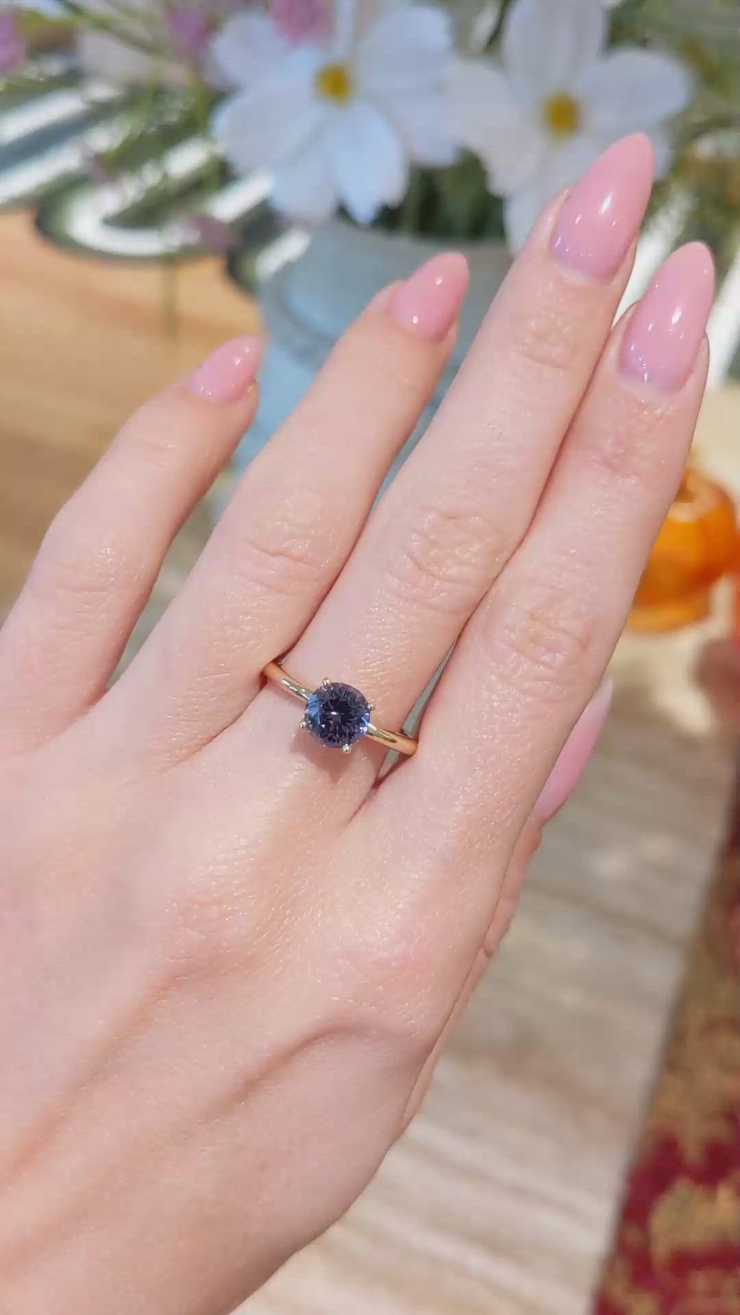 1.59 Ct. Purple Spinel Pave Ring, 14K Yellow Gold Size Video