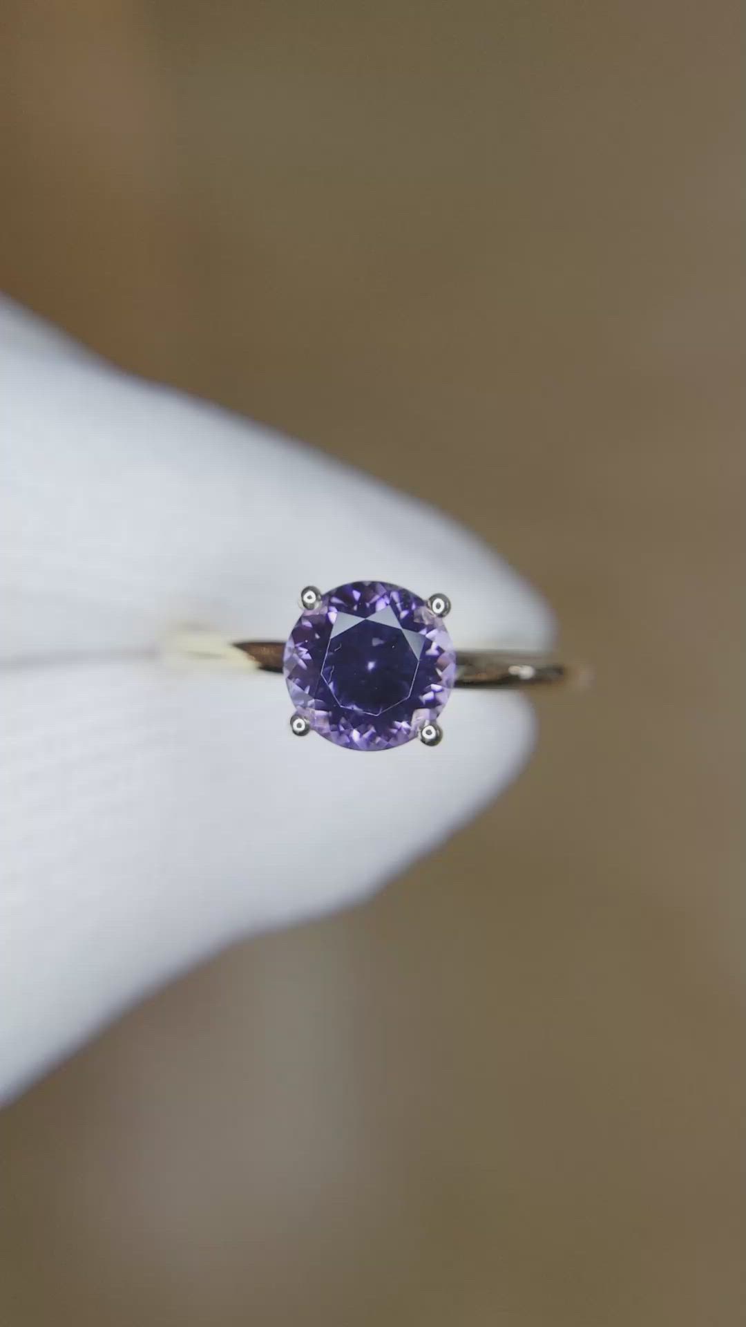 1.59 Ct. Purple Spinel Pave Ring, 14K Yellow Gold Size Video
