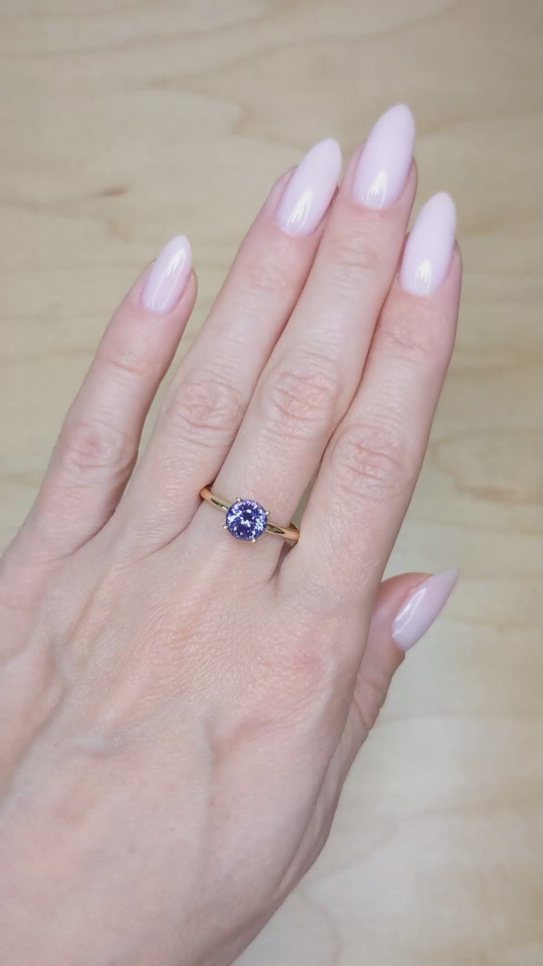 1.59 Ct. Purple Spinel Pave Ring, 14K Yellow Gold Size Video