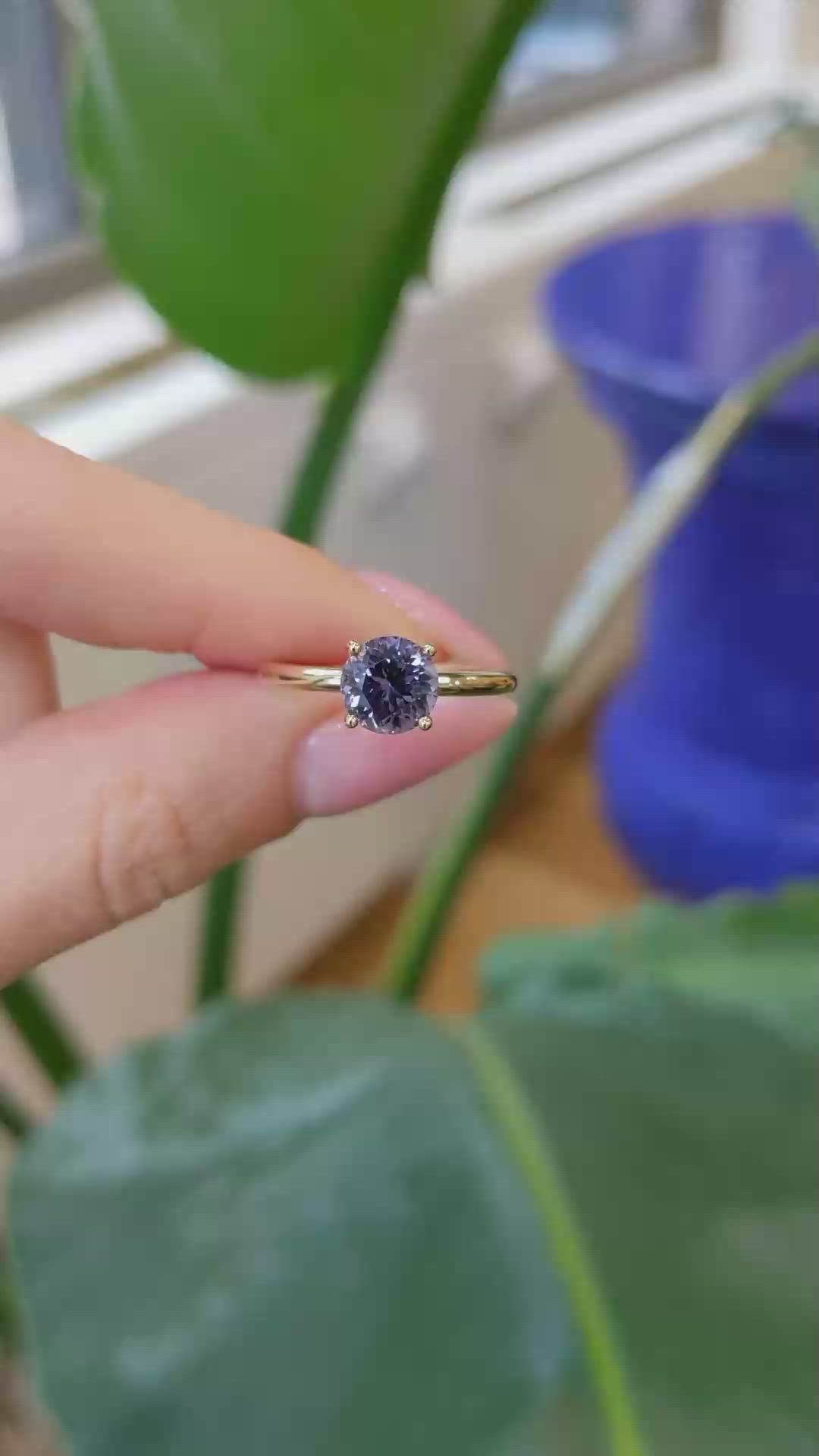 1.59 Ct. Purple Spinel Pave Ring, 14K Yellow Gold Size Video
