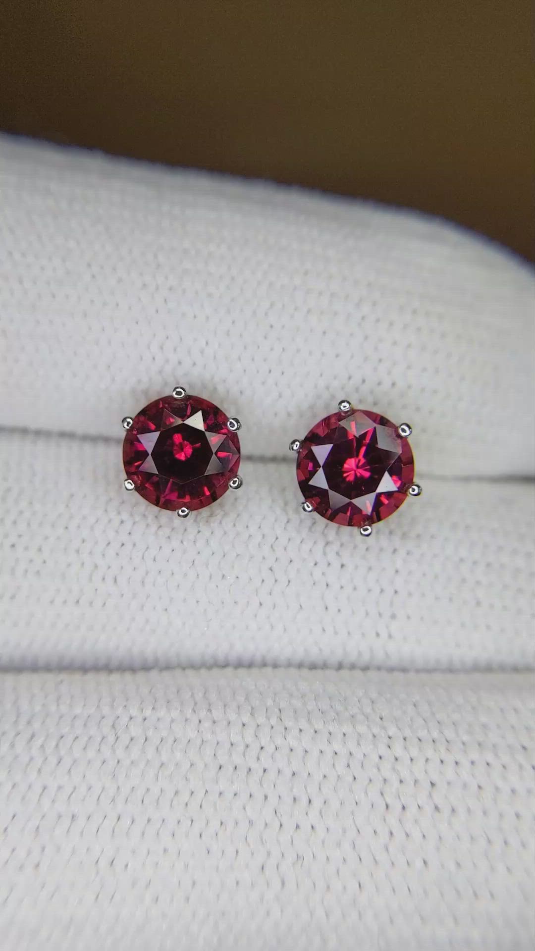 2.61 Ct.Tw.Total Carat Weight Red Garnet Studs Earrings, 14K White Gold Size Video