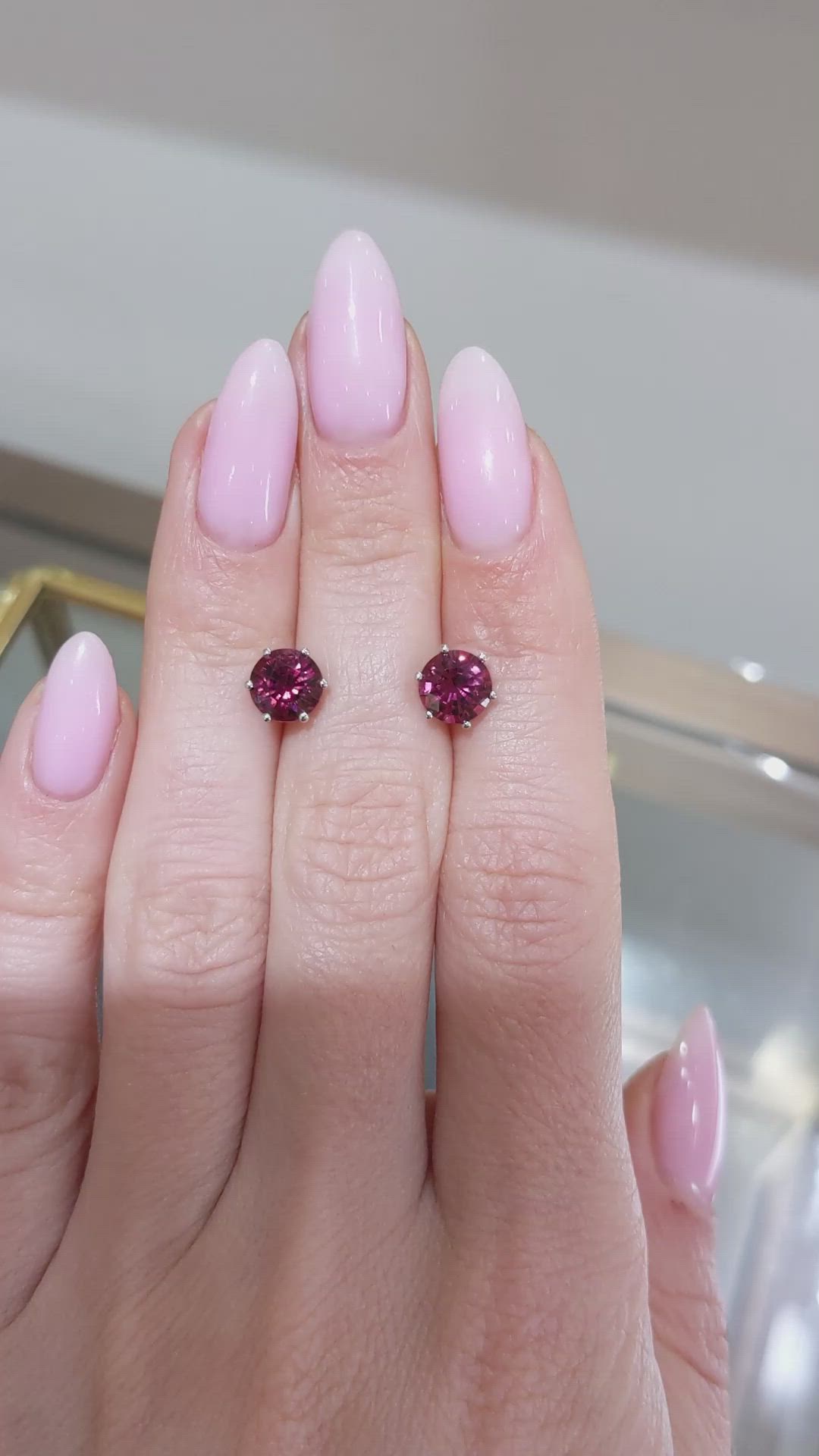 2.61 Ct.Tw.Total Carat Weight Red Garnet Studs Earrings, 14K White Gold Size Video
