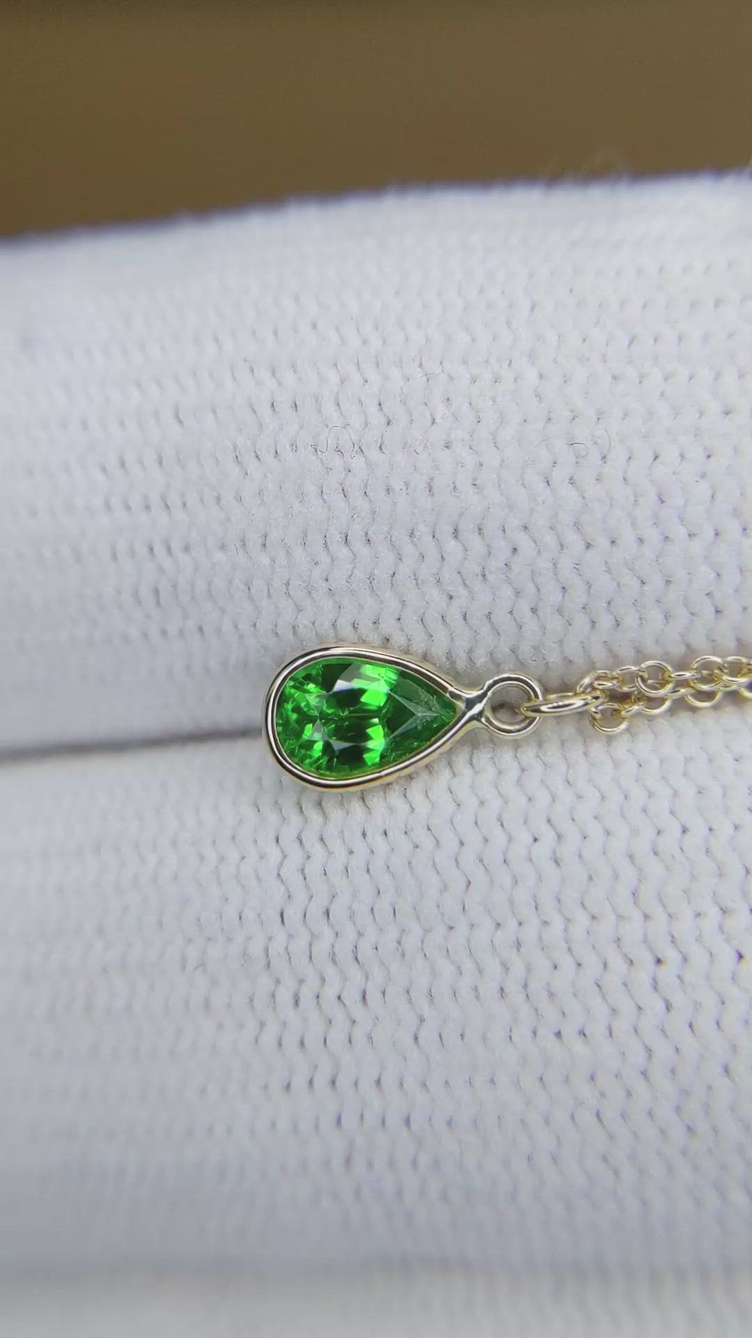 0.40 Ct. Tsavorite Garnet Bezel Pendant, 14K White Gold Size Video