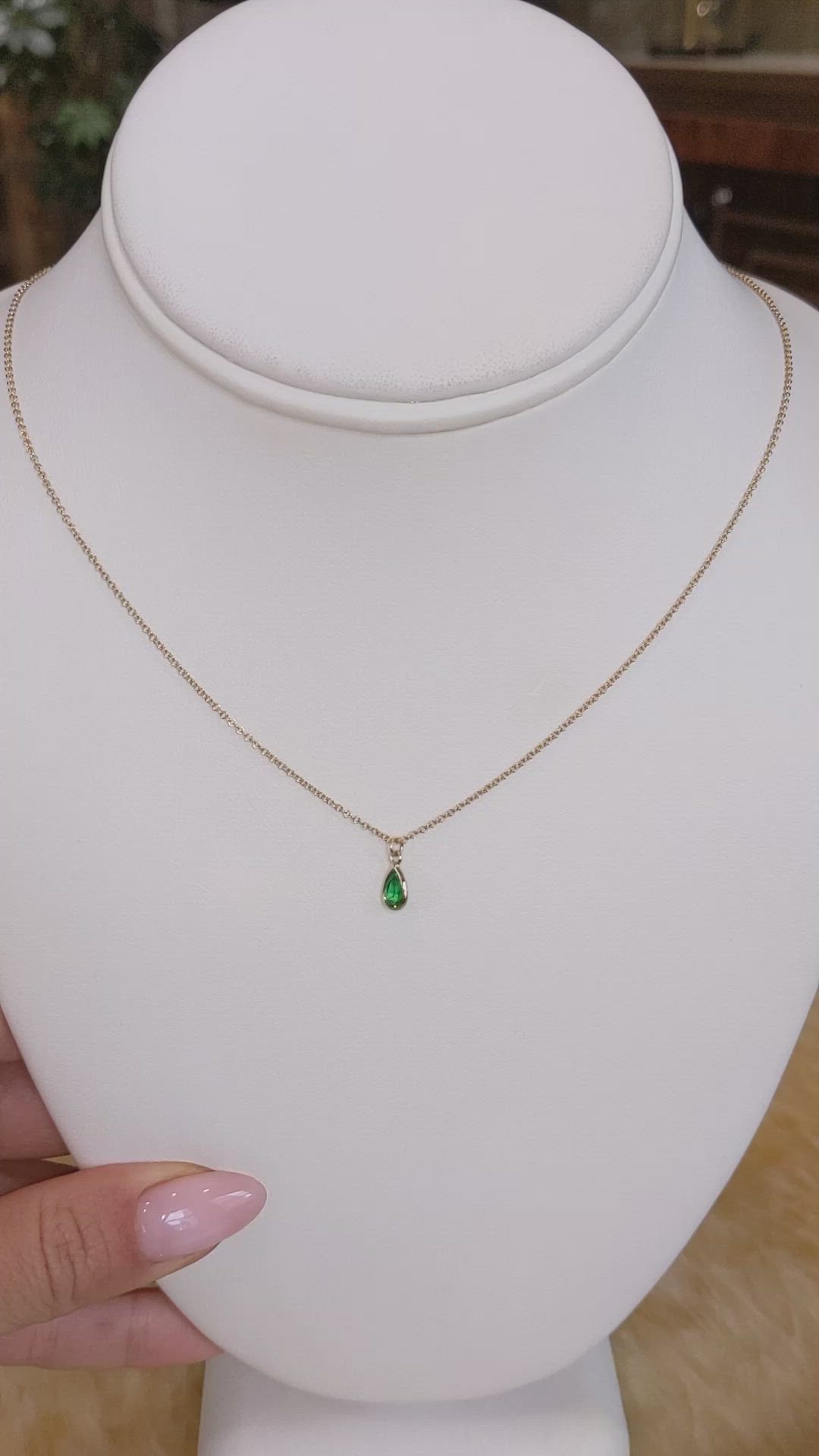 0.40 Ct. Tsavorite Garnet Bezel Pendant, 14K White Gold Size Video