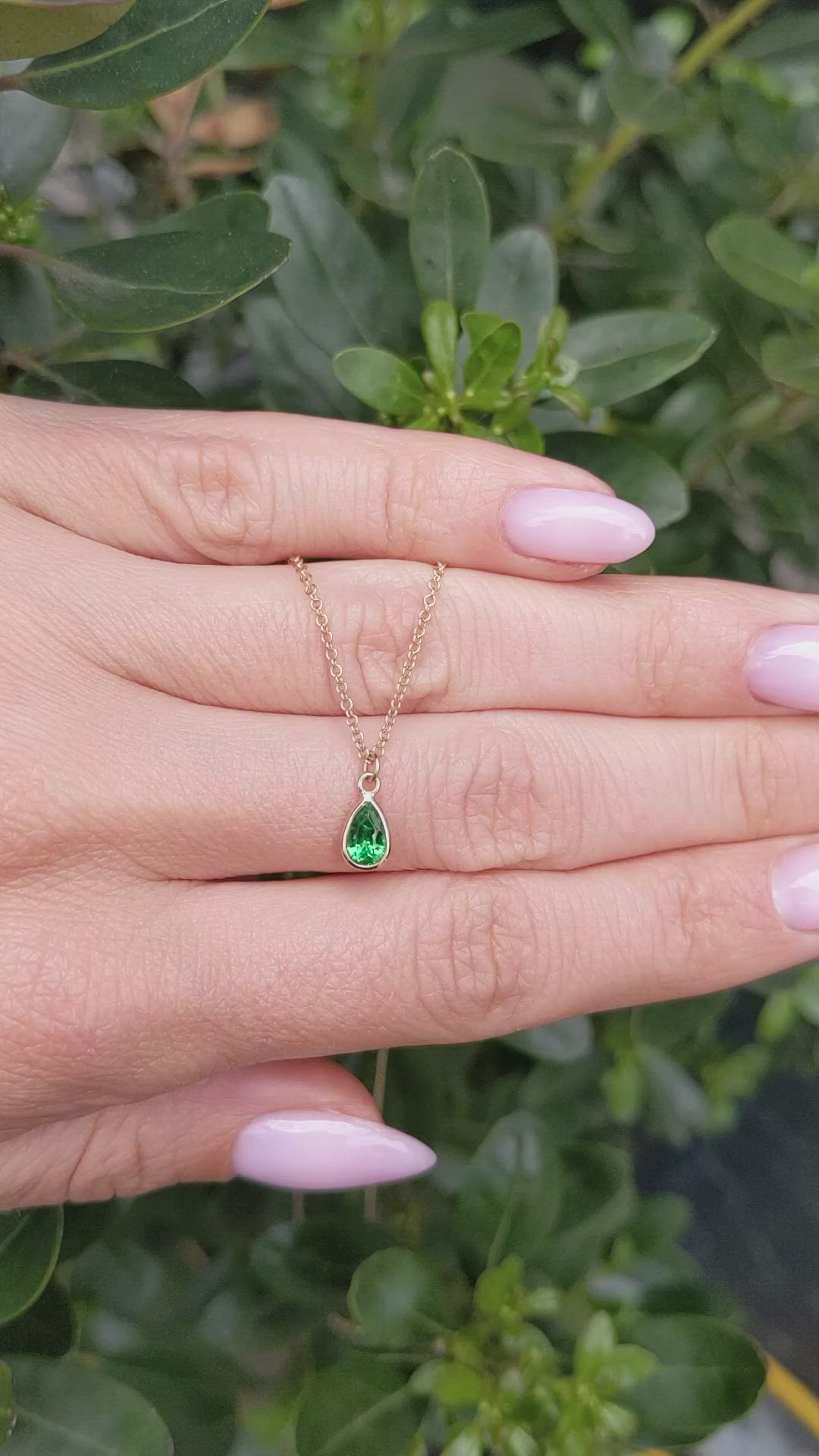 0.40 Ct. Tsavorite Garnet Bezel Pendant, 14K White Gold Size Video
