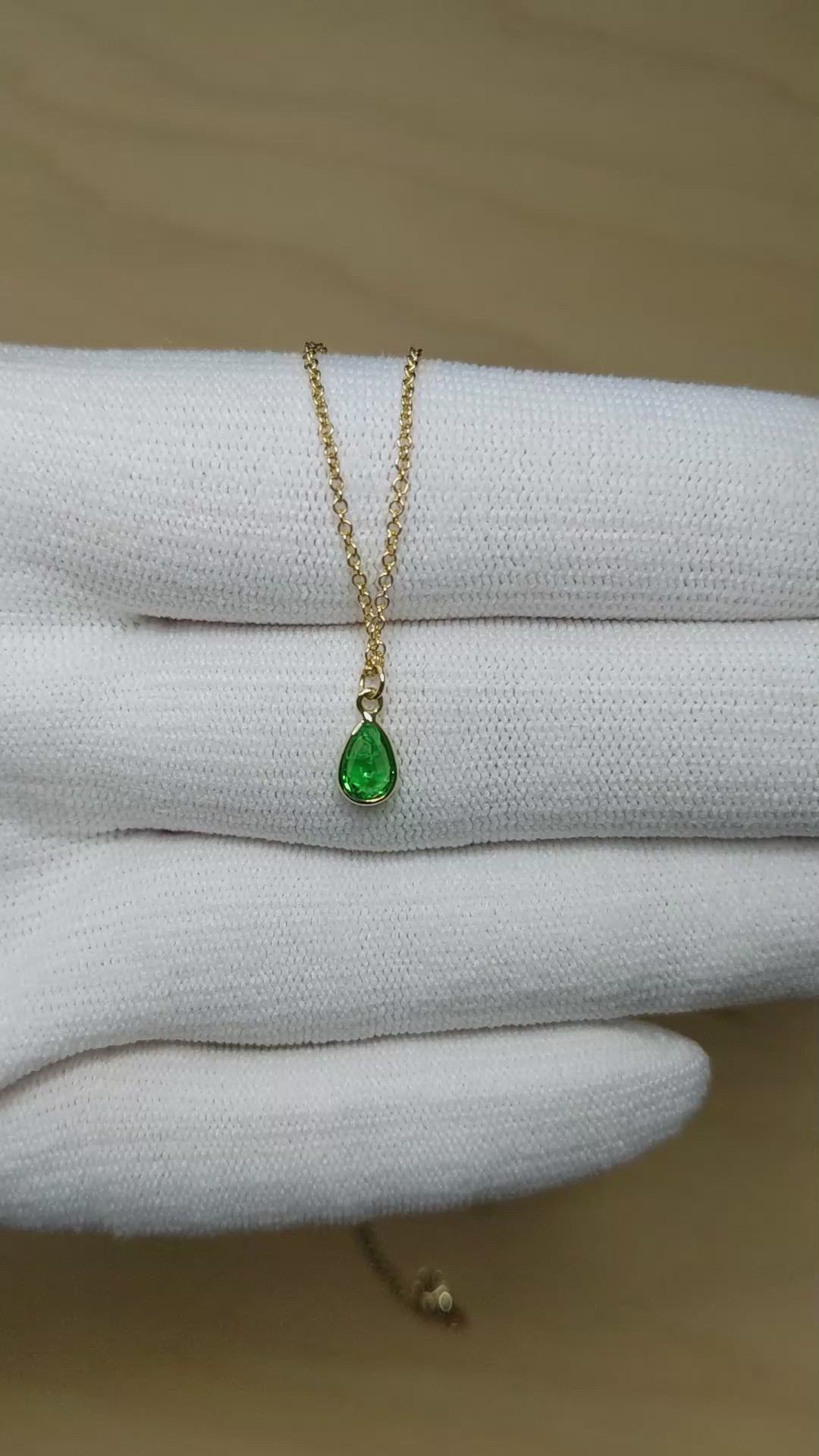 0.40 Ct. Tsavorite Garnet Bezel Pendant, 14K White Gold Size Video