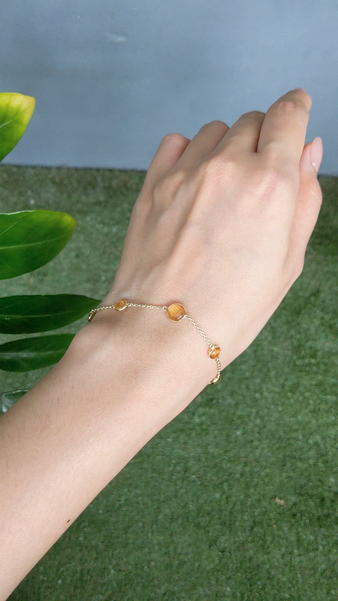 1.98 Ct.Tw.Total Carat Weight Orangish Yellow Citrine Bezel Bracelet, 10K Yellow Gold Size Video
