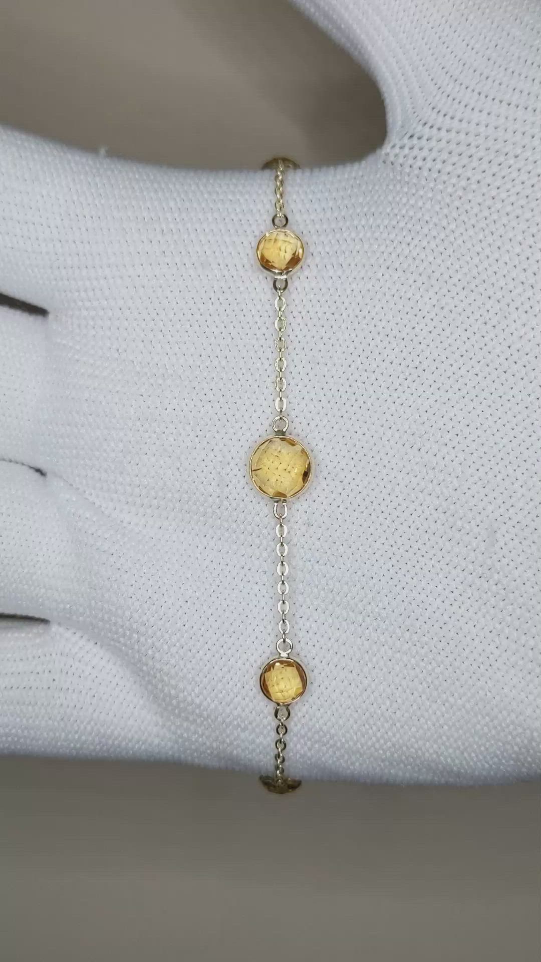 1.98 Ct.Tw.Total Carat Weight Orangish Yellow Citrine Bezel Bracelet, 10K Yellow Gold Size Video