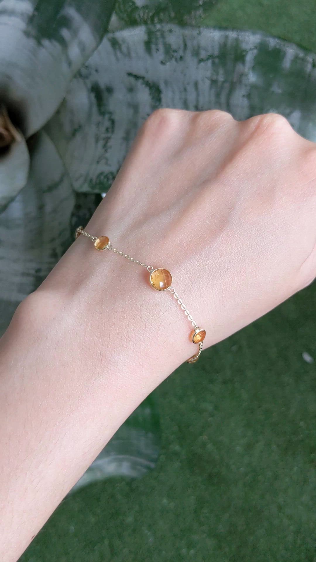 1.98 Ct.Tw.Total Carat Weight Orangish Yellow Citrine Bezel Bracelet, 10K Yellow Gold Size Video