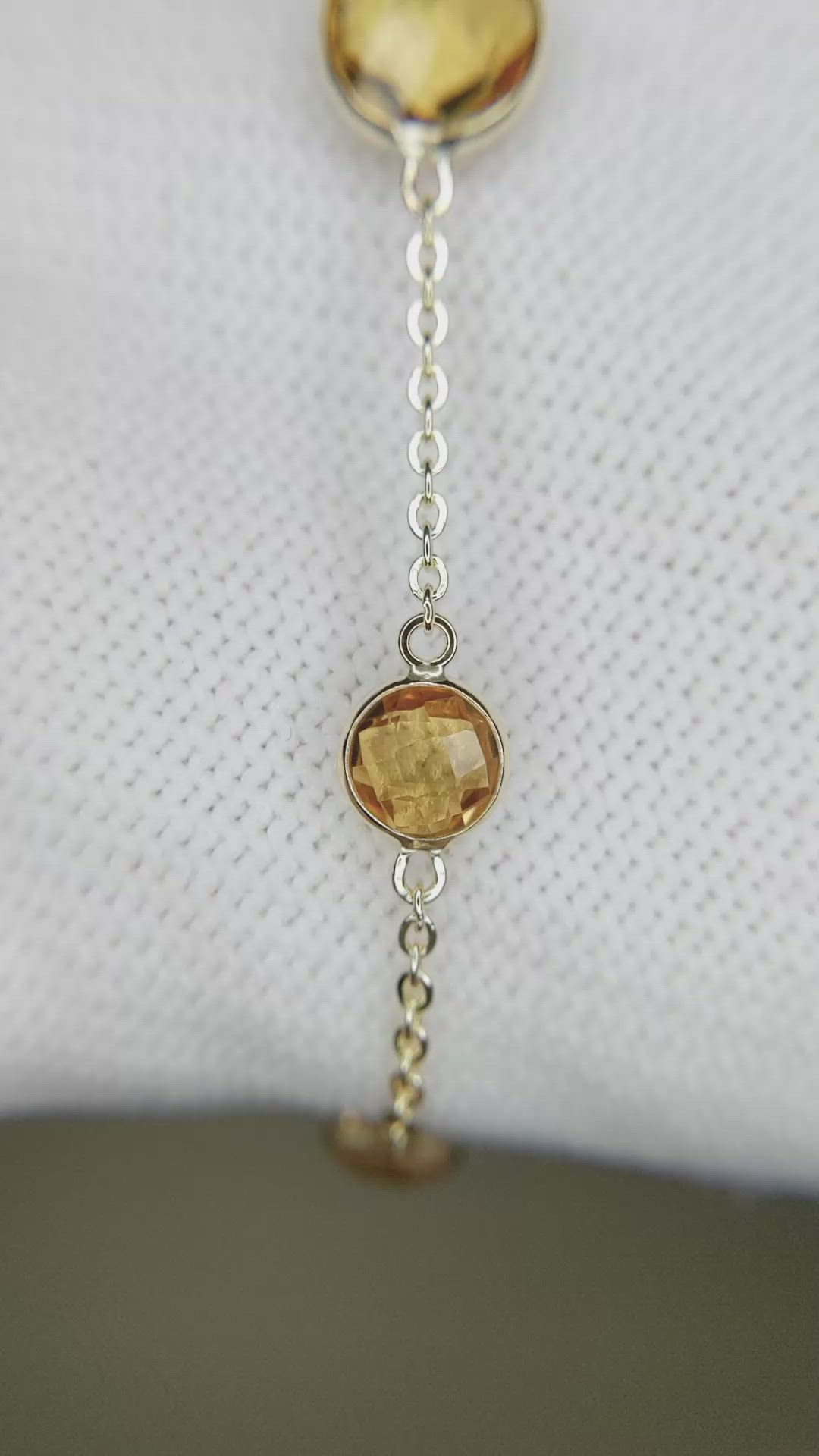 1.98 Ct.Tw.Total Carat Weight Orangish Yellow Citrine Bezel Bracelet, 10K Yellow Gold Size Video