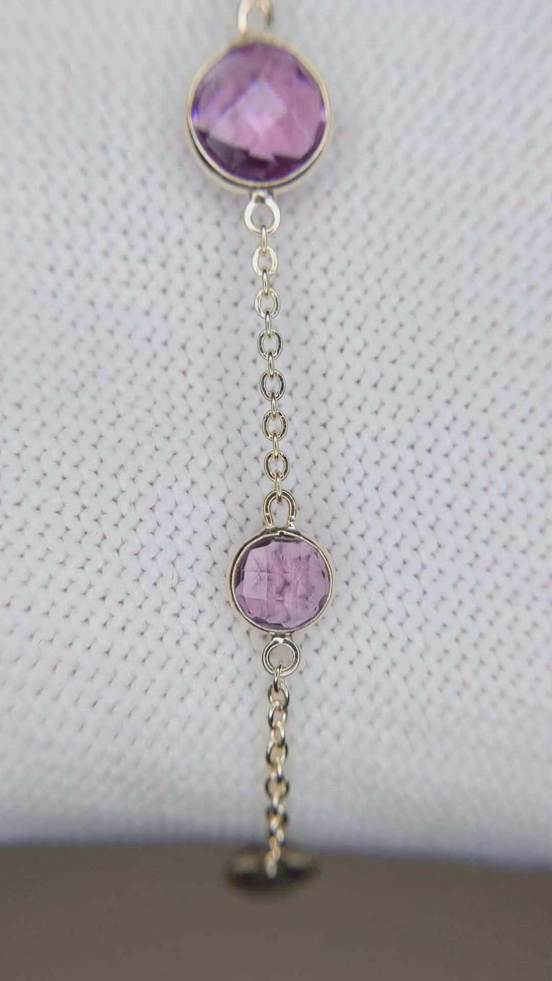 1.59&nbsp;Ct.Tw.Total Carat Weight Purple Amethyst Bezel Bracelet, 10K Yellow Gold Size Video