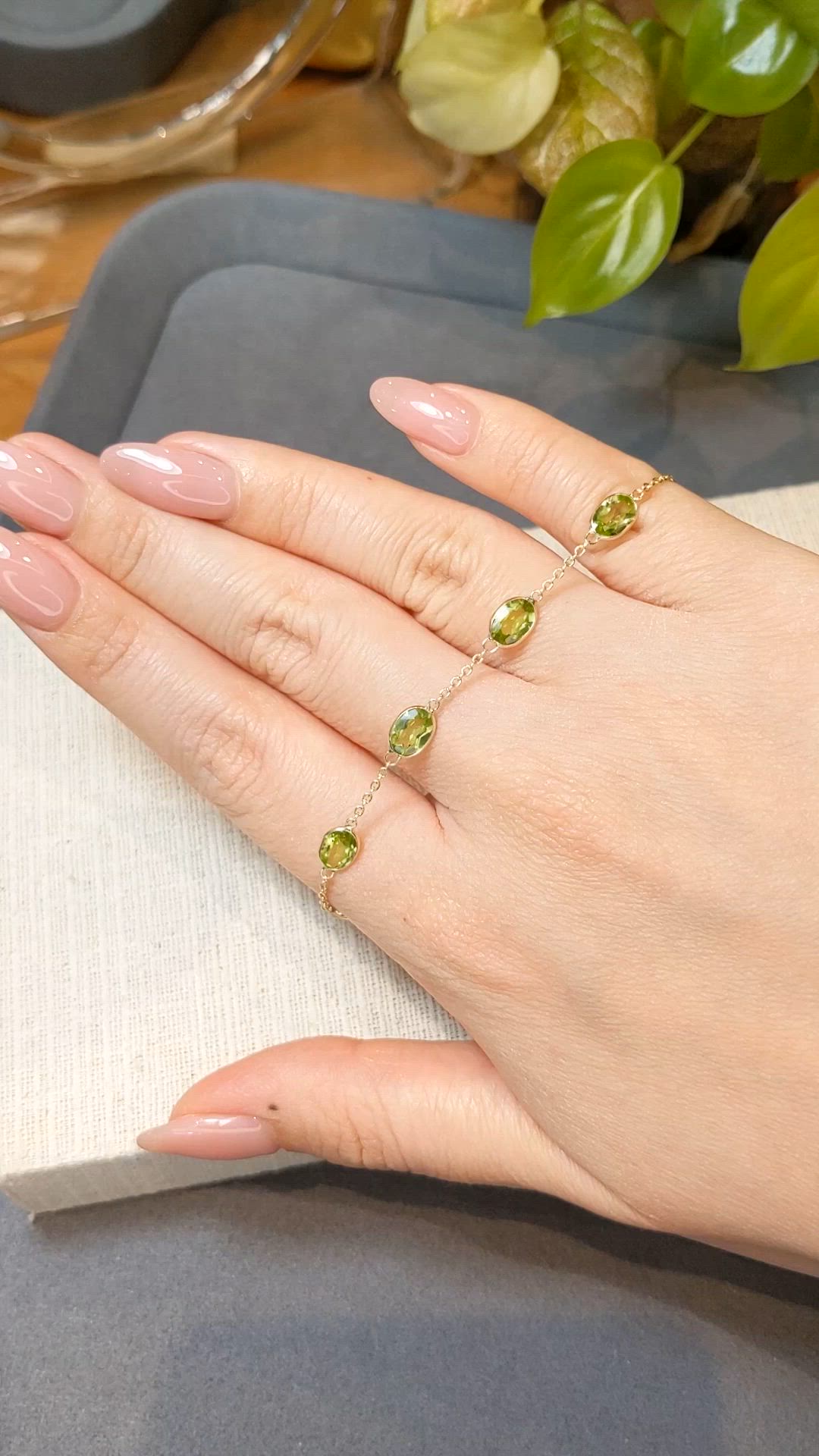6.21 Ct.Tw.Total Carat Weight Yellowish Green Peridot Bezel Bracelet, 10K Yellow Gold Size Video